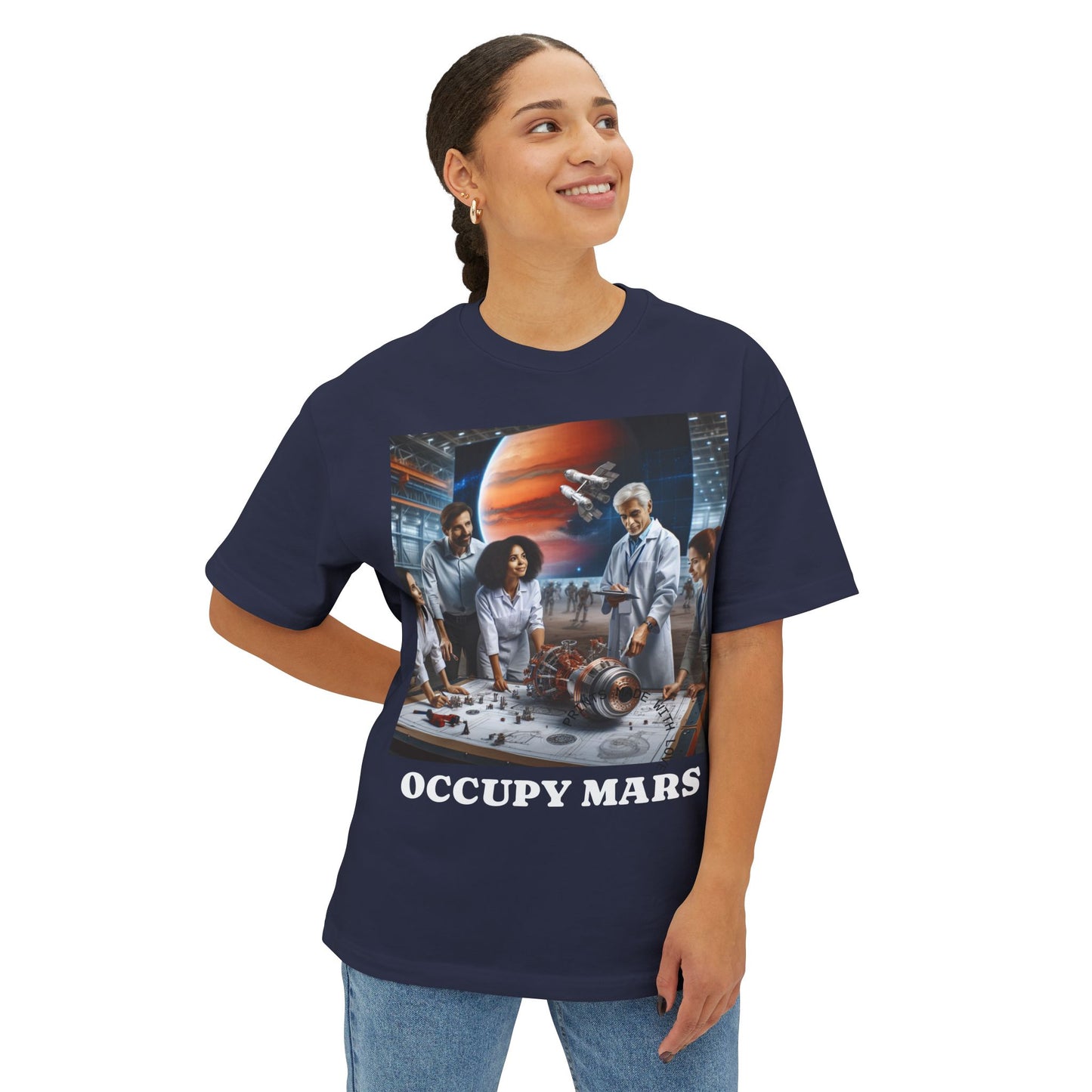 Unisex Oversized Space-Themed Occupy Mars Tee, Casual Graphic T-Shirt, Sci-Fi Inspired Shirt, Gift for Space Lovers, Occupy Mars Tee