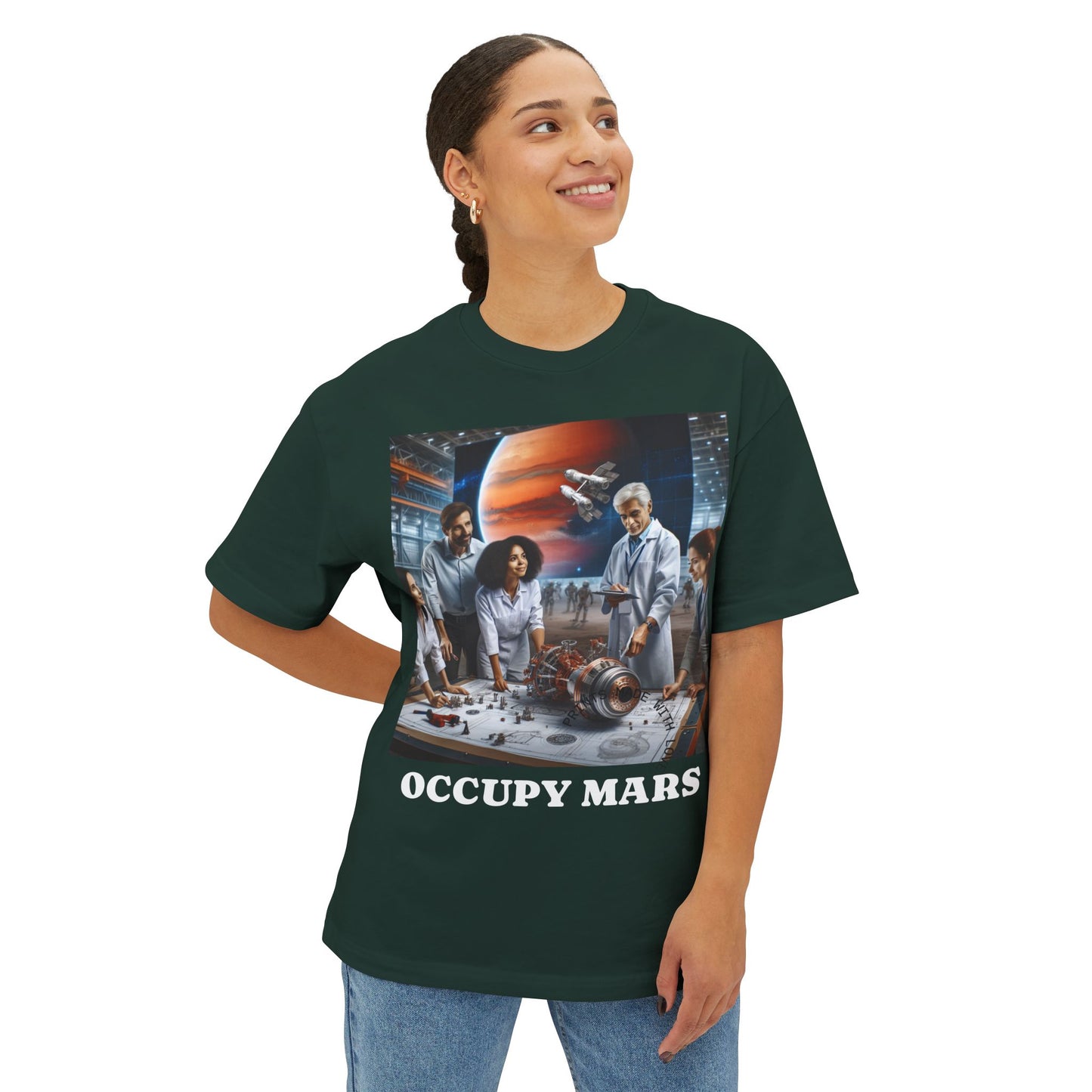 Unisex Oversized Space-Themed Occupy Mars Tee, Casual Graphic T-Shirt, Sci-Fi Inspired Shirt, Gift for Space Lovers, Occupy Mars Tee
