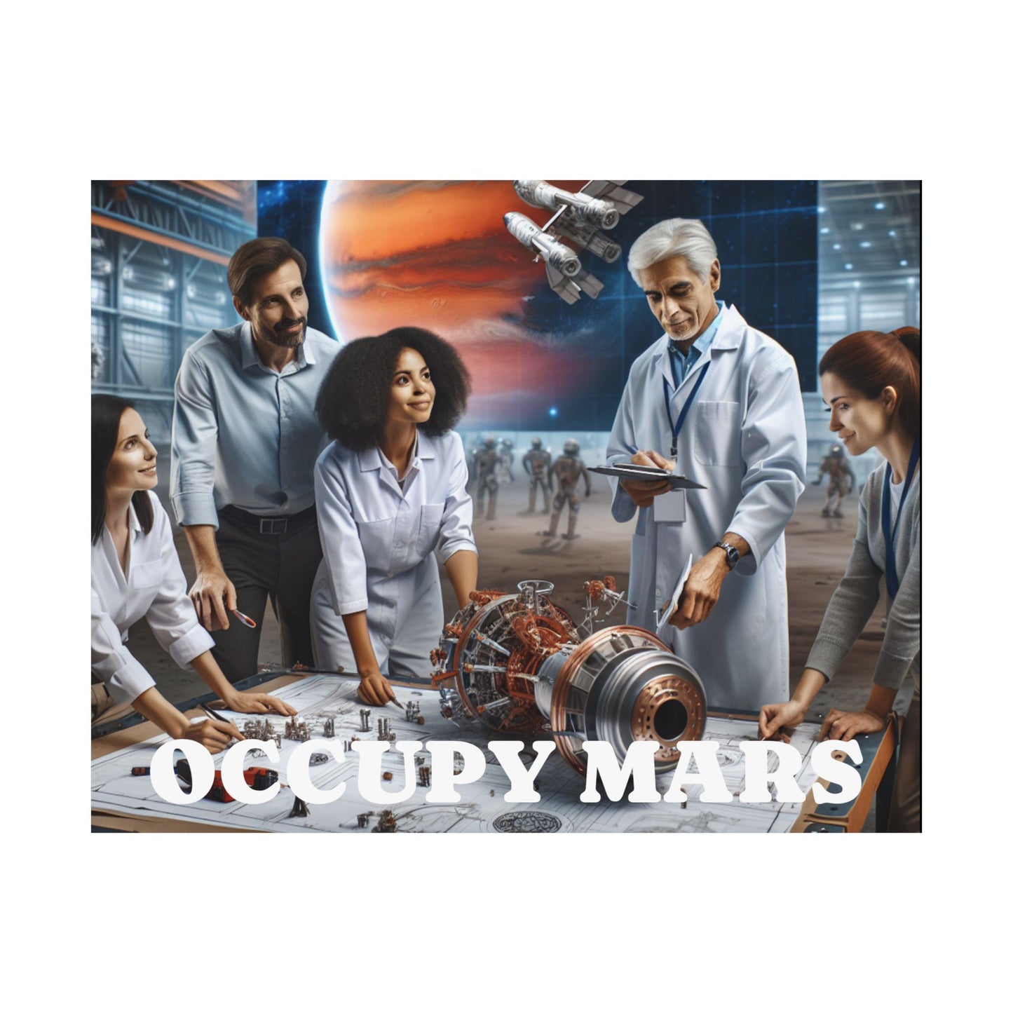 Inspirational Occupy Mars Satin Poster, Sci-Fi Artwork, Space Exploration Decor, Unique Wall Art, Gift for Astronaut Lovers
