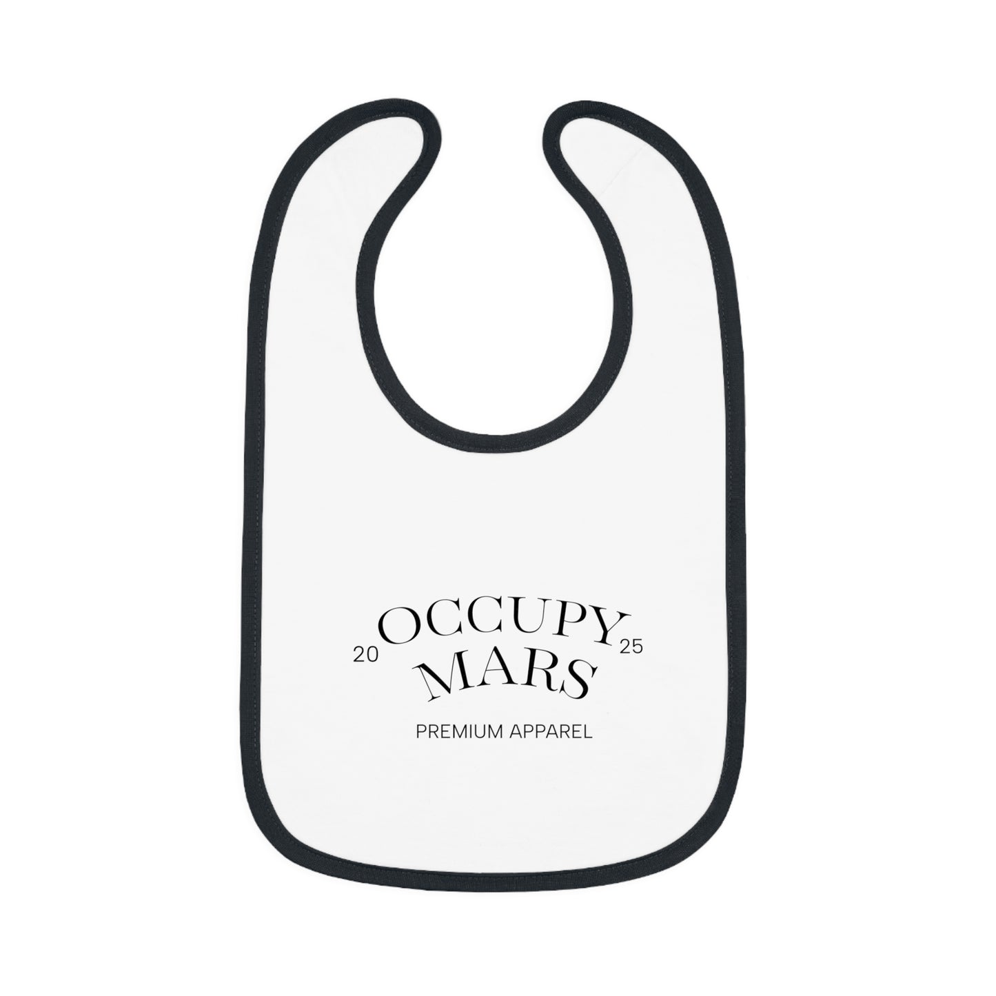 Baby Space-Themed OCCUPY MARS Apparel Bib, Cute Bib for Infants, Gift for New Parents, Unique Baby Shower Gift, Stylish Feeding Bib