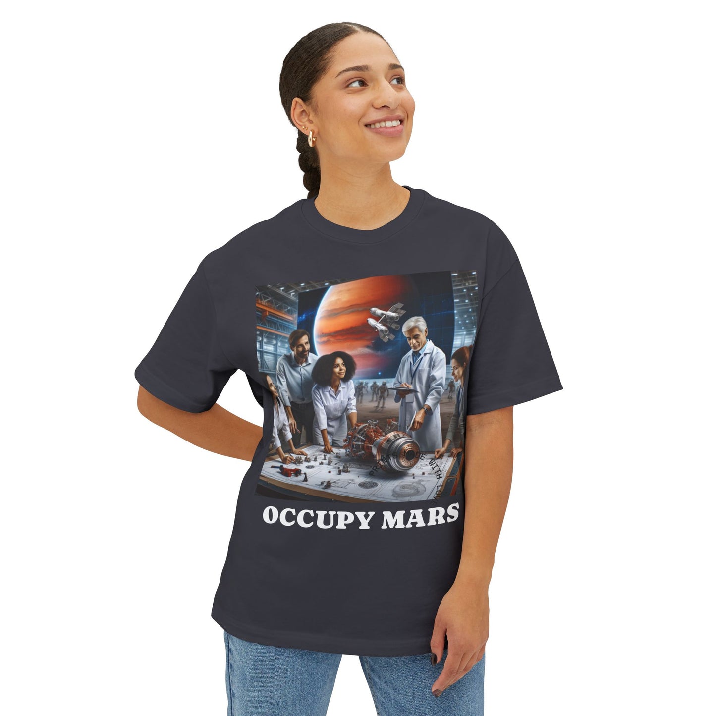 Unisex Oversized Space-Themed Occupy Mars Tee, Casual Graphic T-Shirt, Sci-Fi Inspired Shirt, Gift for Space Lovers, Occupy Mars Tee