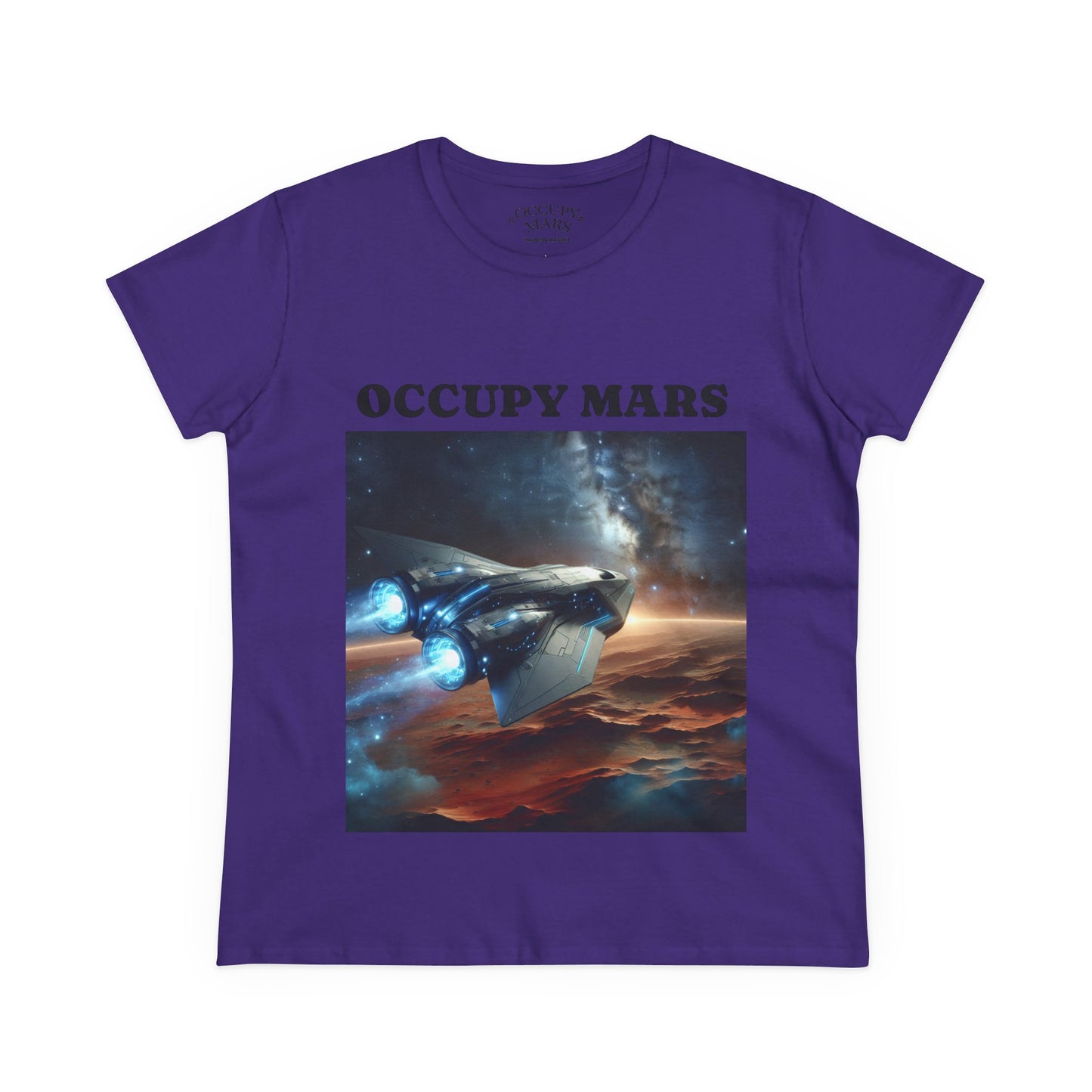 Women's Space-Themed Graphic Occupy Mars Apparel Tee, Casual Shirt, Gift for Space Lovers, Sci-Fi Fashion,