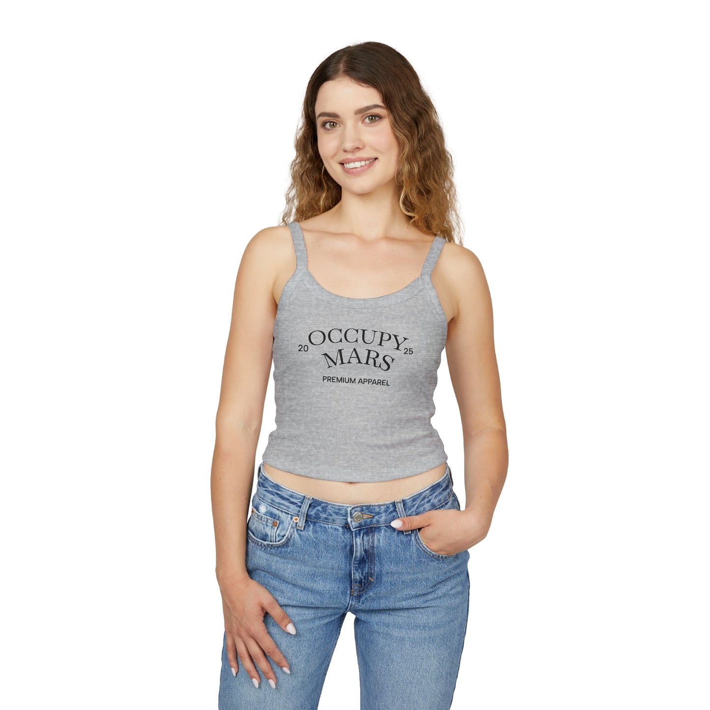 Spaghetti Strap Occupy Mars Tank Top, Trendy Crop Top, Summer Fashion, Space Lover Gift, Casual Wear, Festival Outfit
