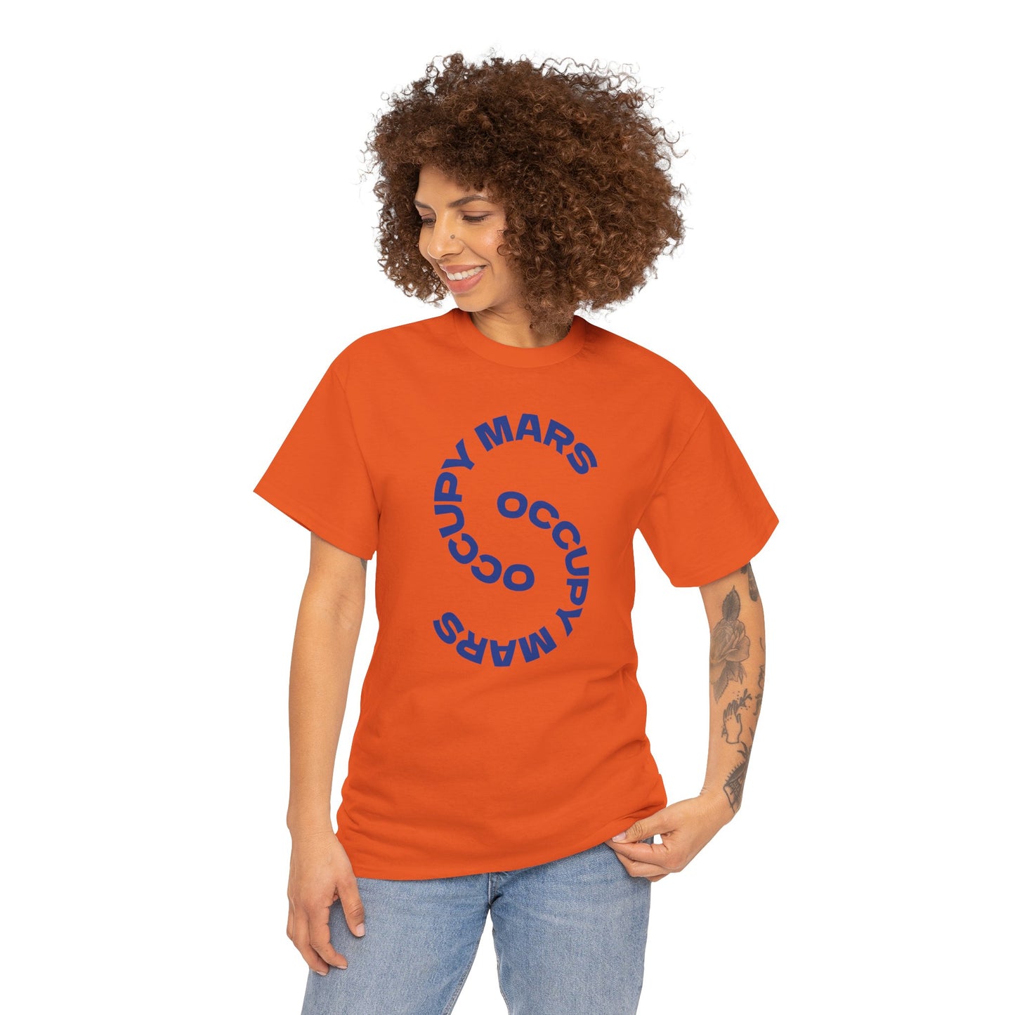 Unisex Heavy Cotton Occupy Mars Tee | Trendy Graphic Tee, Space T-Shirt, Casual Outfit, Gift for Science Lovers, Everyday Wear
