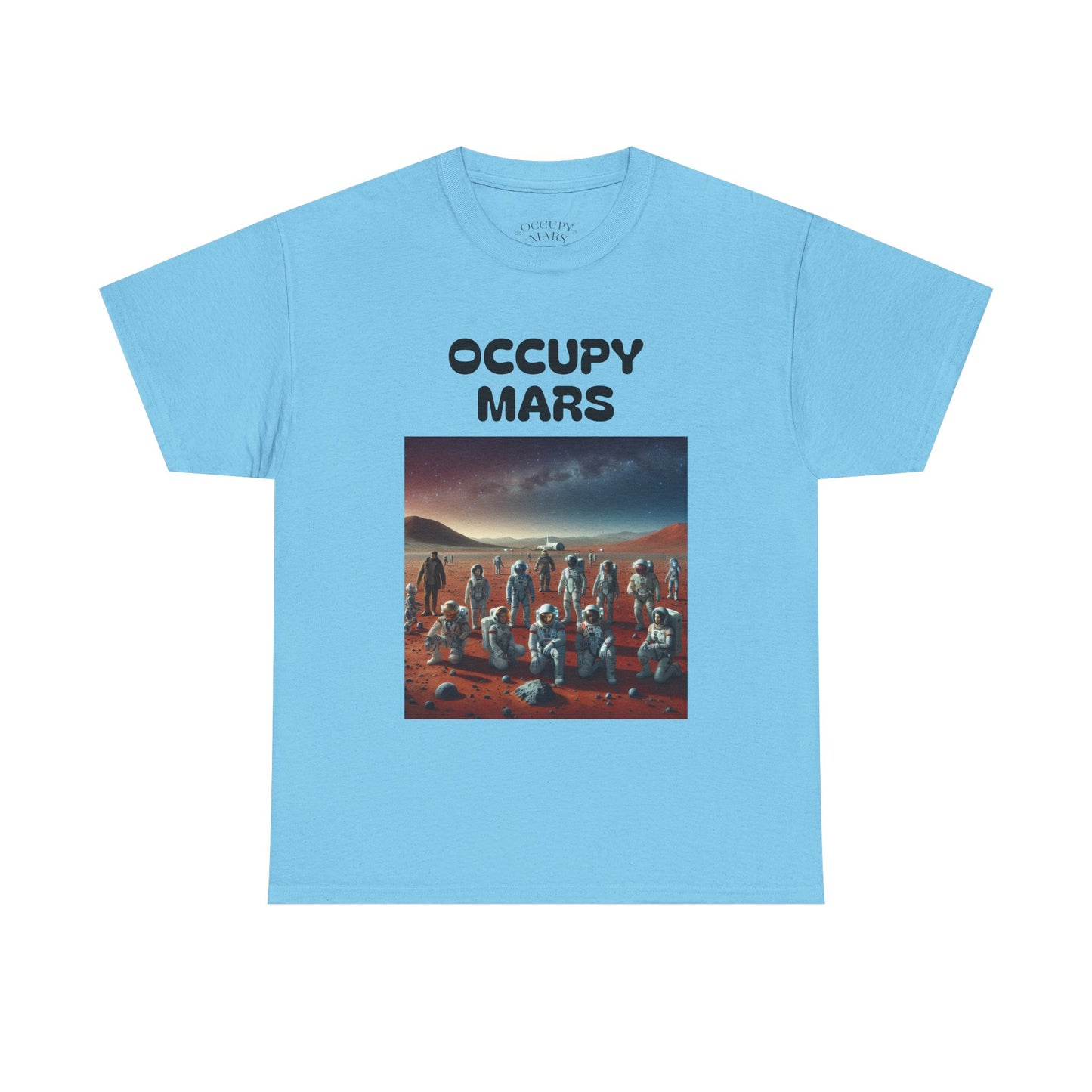 Occupy Mars Unisex Heavy Cotton Tee - Retro Sci-Fi T-Shirt, Space Theme Top, Gift for Astronomers and Space Lovers, Birthday Gift