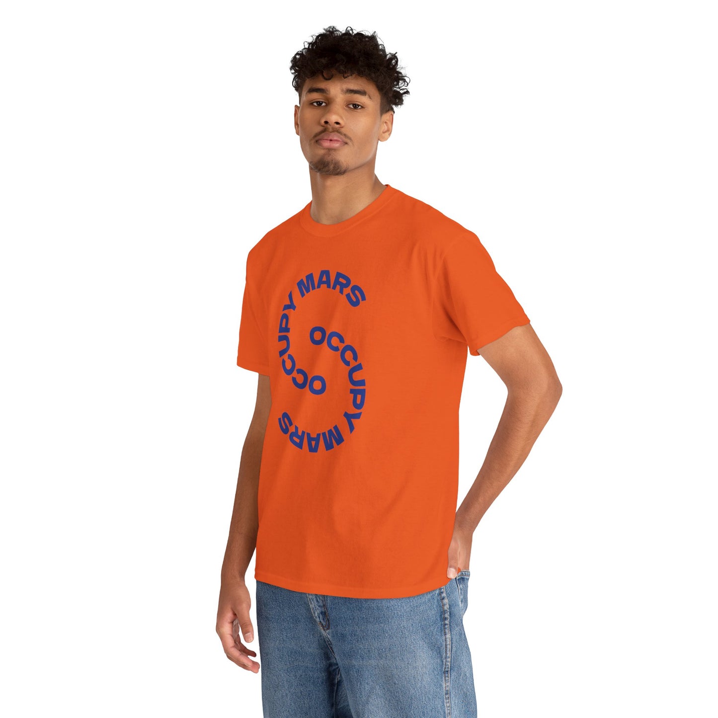 Occupy Mars Unisex Heavy Cotton Tee, Casual Statement Shirt, Gift for Space Lovers, Eco-Friendly Fashion, Fun Tee for Events