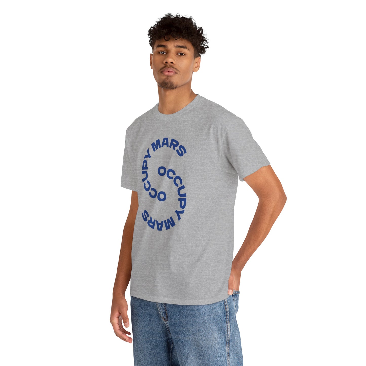 Occupy Mars Unisex Heavy Cotton Tee, Casual Statement Shirt, Gift for Space Lovers, Eco-Friendly Fashion, Fun Tee for Events
