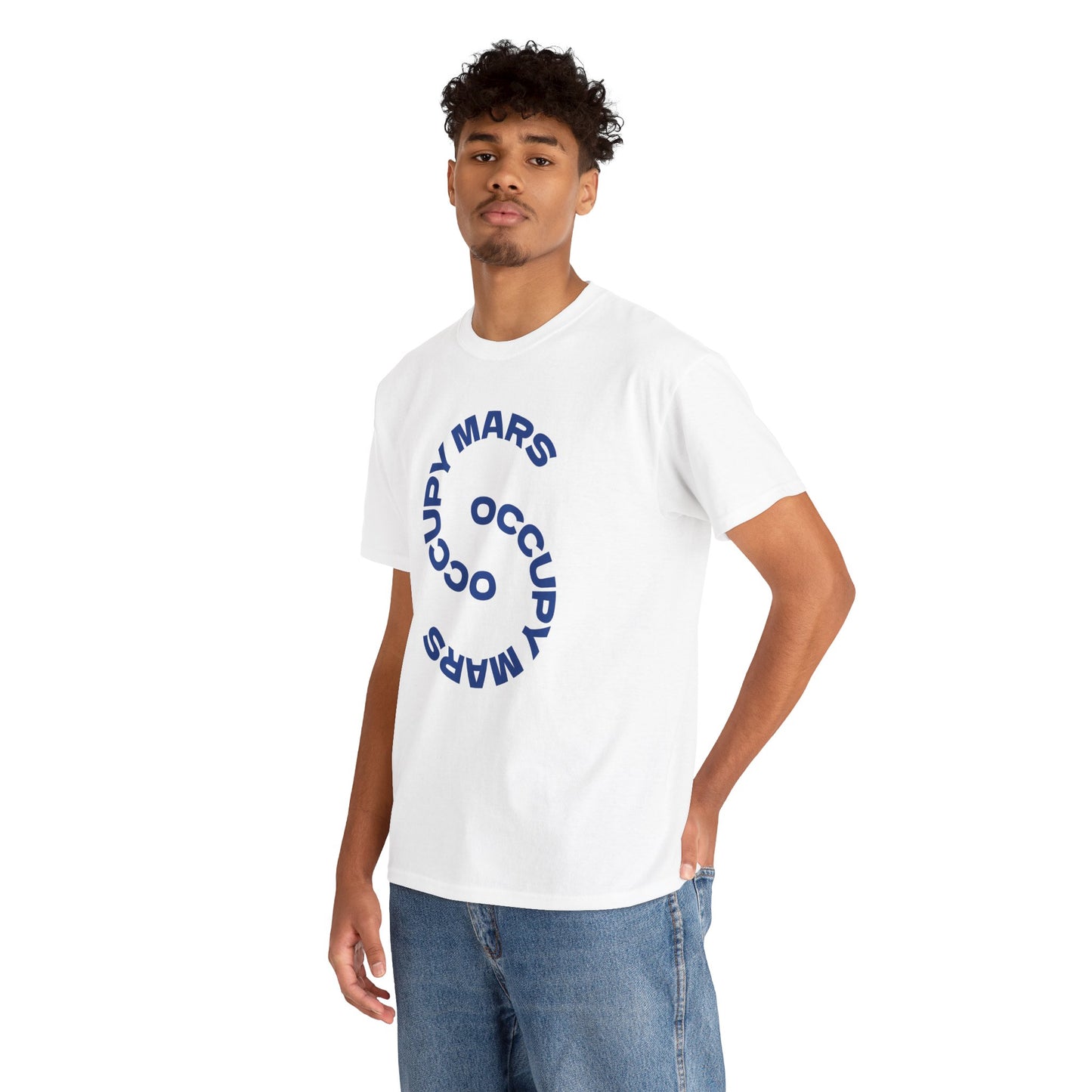 Occupy Mars Unisex Heavy Cotton Tee, Casual Statement Shirt, Gift for Space Lovers, Eco-Friendly Fashion, Fun Tee for Events