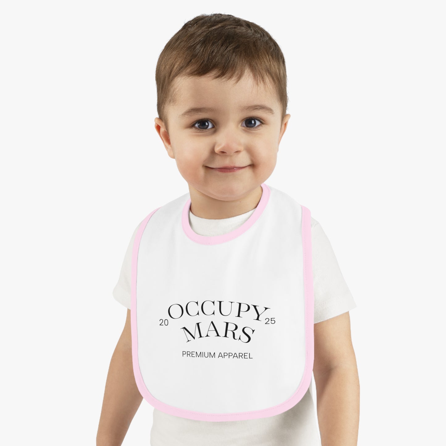 Baby Space-Themed OCCUPY MARS Apparel Bib, Cute Bib for Infants, Gift for New Parents, Unique Baby Shower Gift, Stylish Feeding Bib
