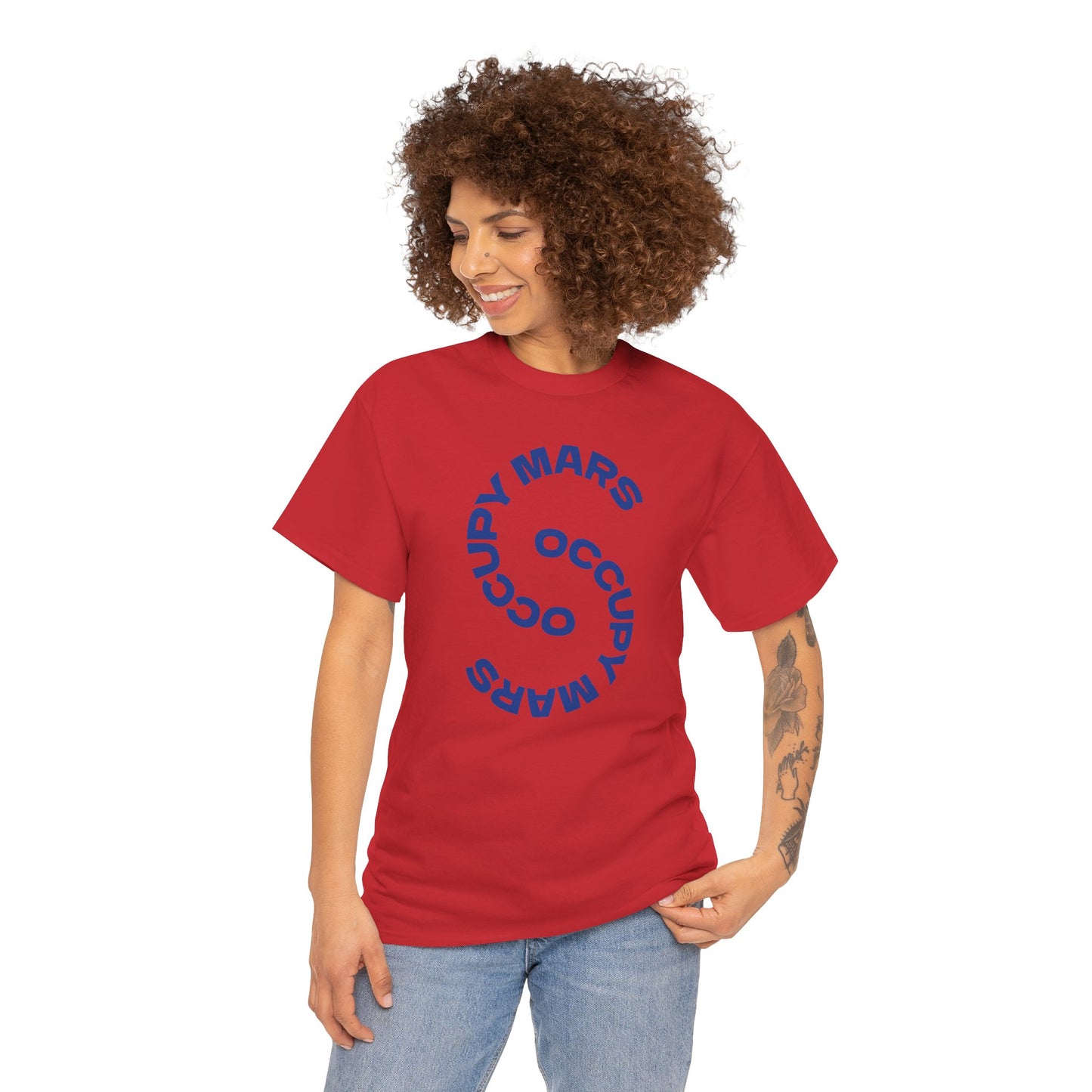 Unisex Heavy Cotton Occupy Mars Tee | Trendy Graphic Tee, Space T-Shirt, Casual Outfit, Gift for Science Lovers, Everyday Wear