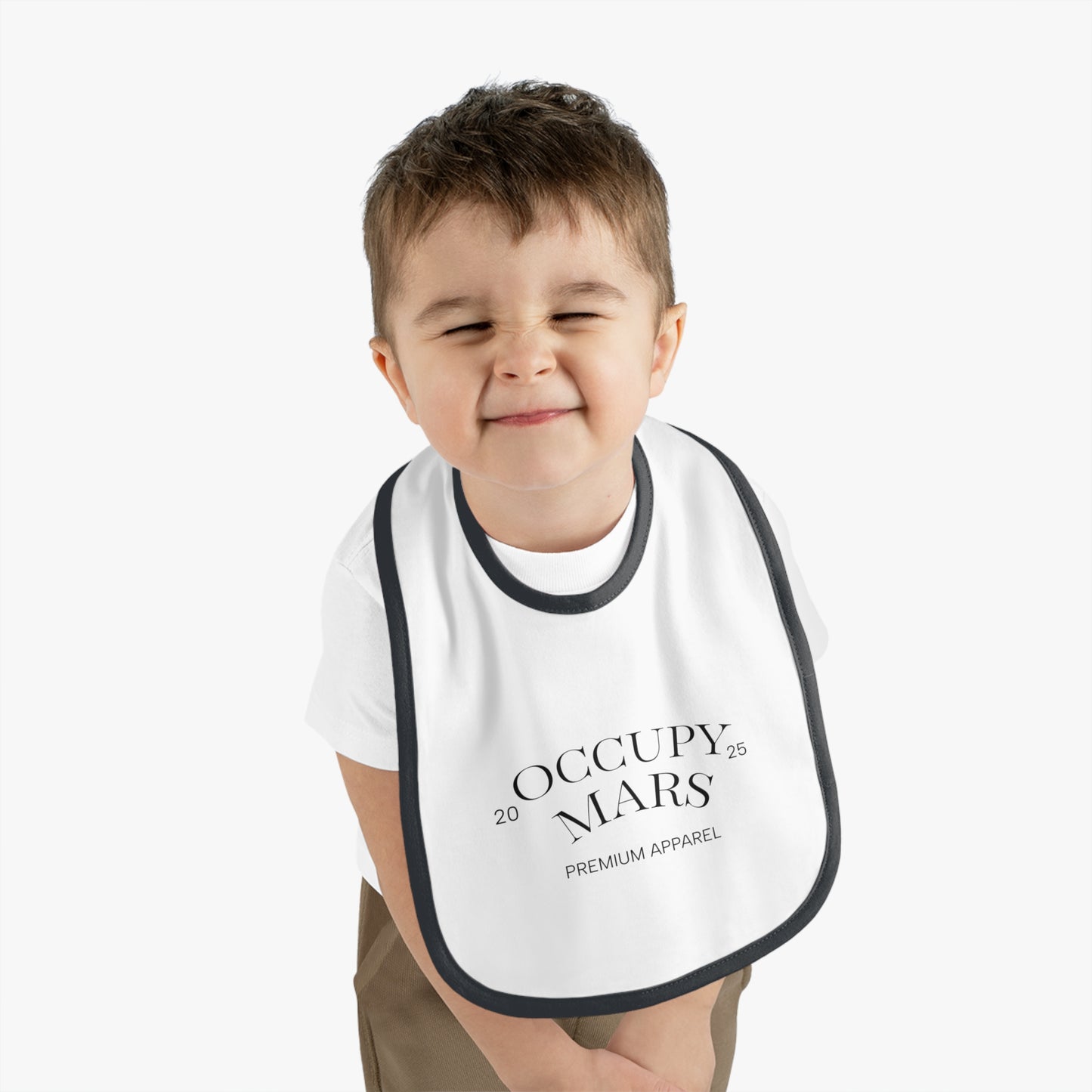 Baby Space-Themed OCCUPY MARS Apparel Bib, Cute Bib for Infants, Gift for New Parents, Unique Baby Shower Gift, Stylish Feeding Bib
