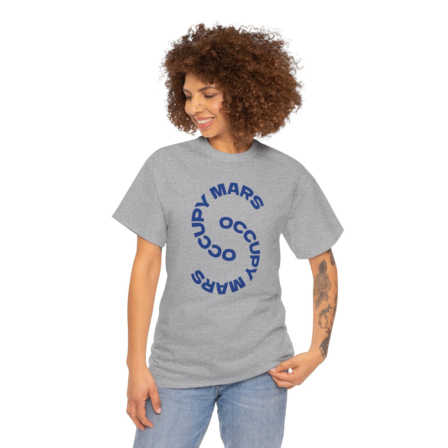 Unisex Heavy Cotton Occupy Mars Tee | Trendy Graphic Tee, Space T-Shirt, Casual Outfit, Gift for Science Lovers, Everyday Wear