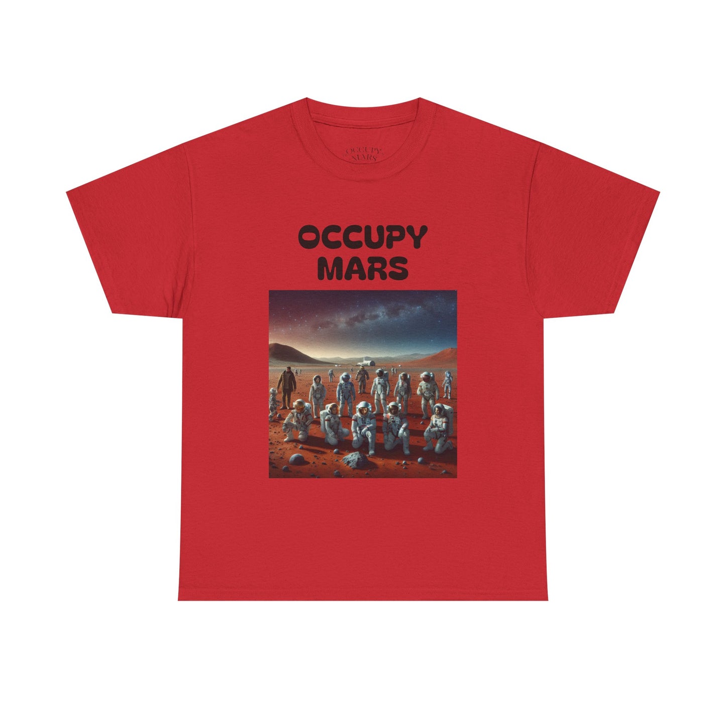 Occupy Mars Unisex Heavy Cotton Tee - Retro Sci-Fi T-Shirt, Space Theme Top, Gift for Astronomers and Space Lovers, Birthday Gift