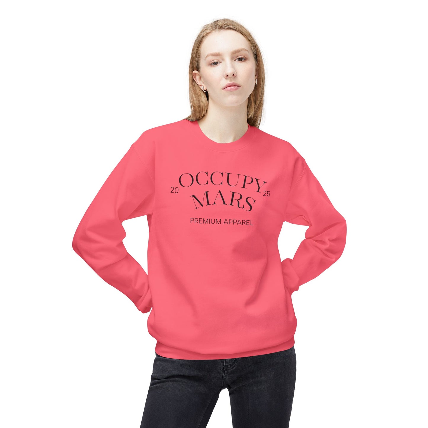 Occupy Mars Crewneck Sweatshirt | Cozy Unisex Fleece, Space-Themed Gift, Astronaut Apparel, Unique Statement Sweatshirt, Trendy Streetwear