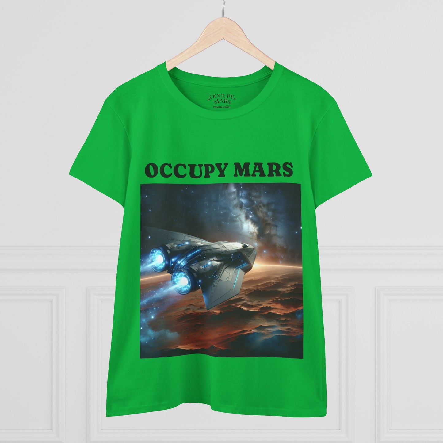 Women's Space-Themed Graphic Occupy Mars Apparel Tee, Casual Shirt, Gift for Space Lovers, Sci-Fi Fashion,