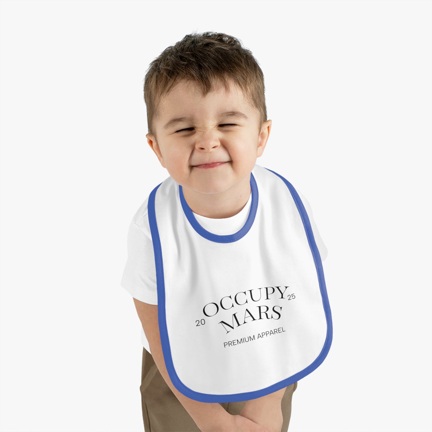 Baby Space-Themed OCCUPY MARS Apparel Bib, Cute Bib for Infants, Gift for New Parents, Unique Baby Shower Gift, Stylish Feeding Bib