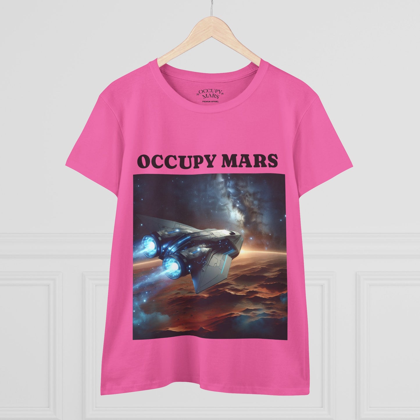 Women's Space-Themed Graphic Occupy Mars Apparel Tee, Casual Shirt, Gift for Space Lovers, Sci-Fi Fashion,
