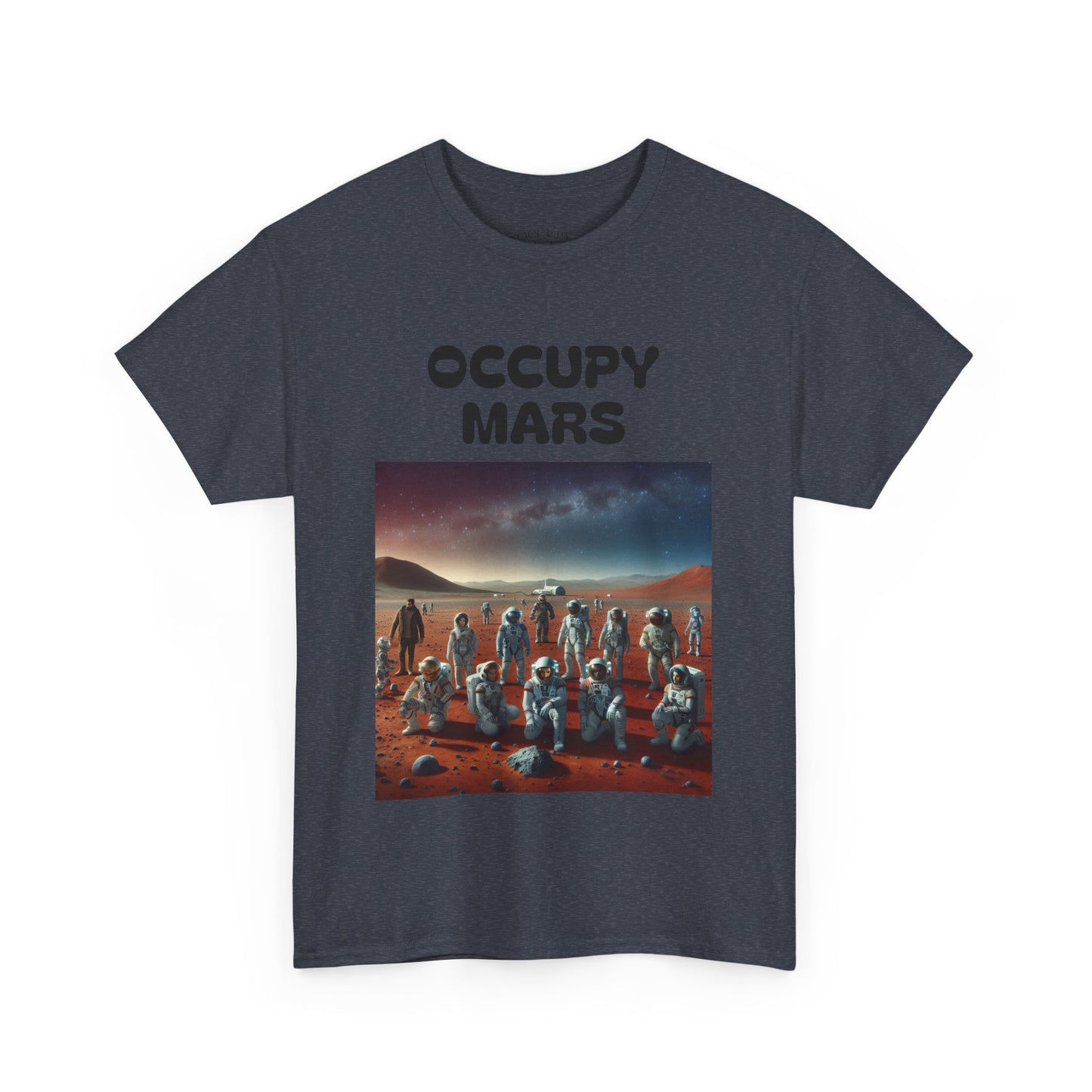 Occupy Mars Unisex Heavy Cotton Tee - Retro Sci-Fi T-Shirt, Space Theme Top, Gift for Astronomers and Space Lovers, Birthday Gift