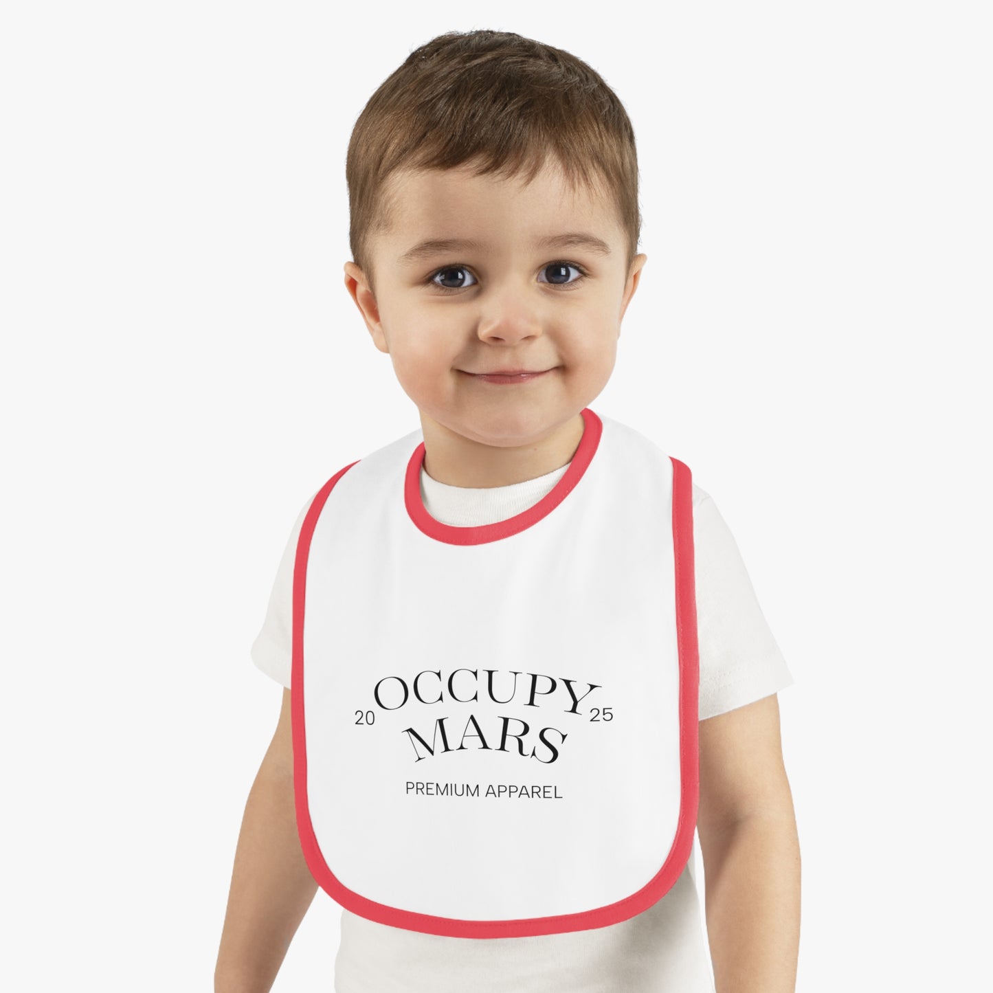 Baby Space-Themed OCCUPY MARS Apparel Bib, Cute Bib for Infants, Gift for New Parents, Unique Baby Shower Gift, Stylish Feeding Bib