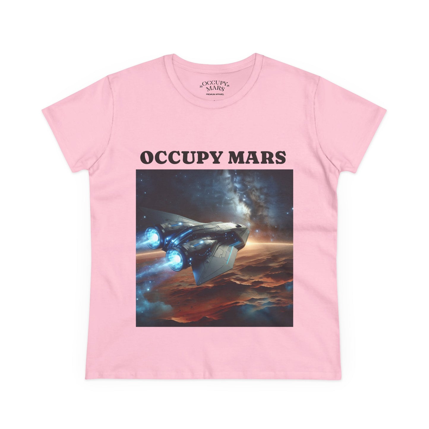 Women's Space-Themed Graphic Occupy Mars Apparel Tee, Casual Shirt, Gift for Space Lovers, Sci-Fi Fashion,