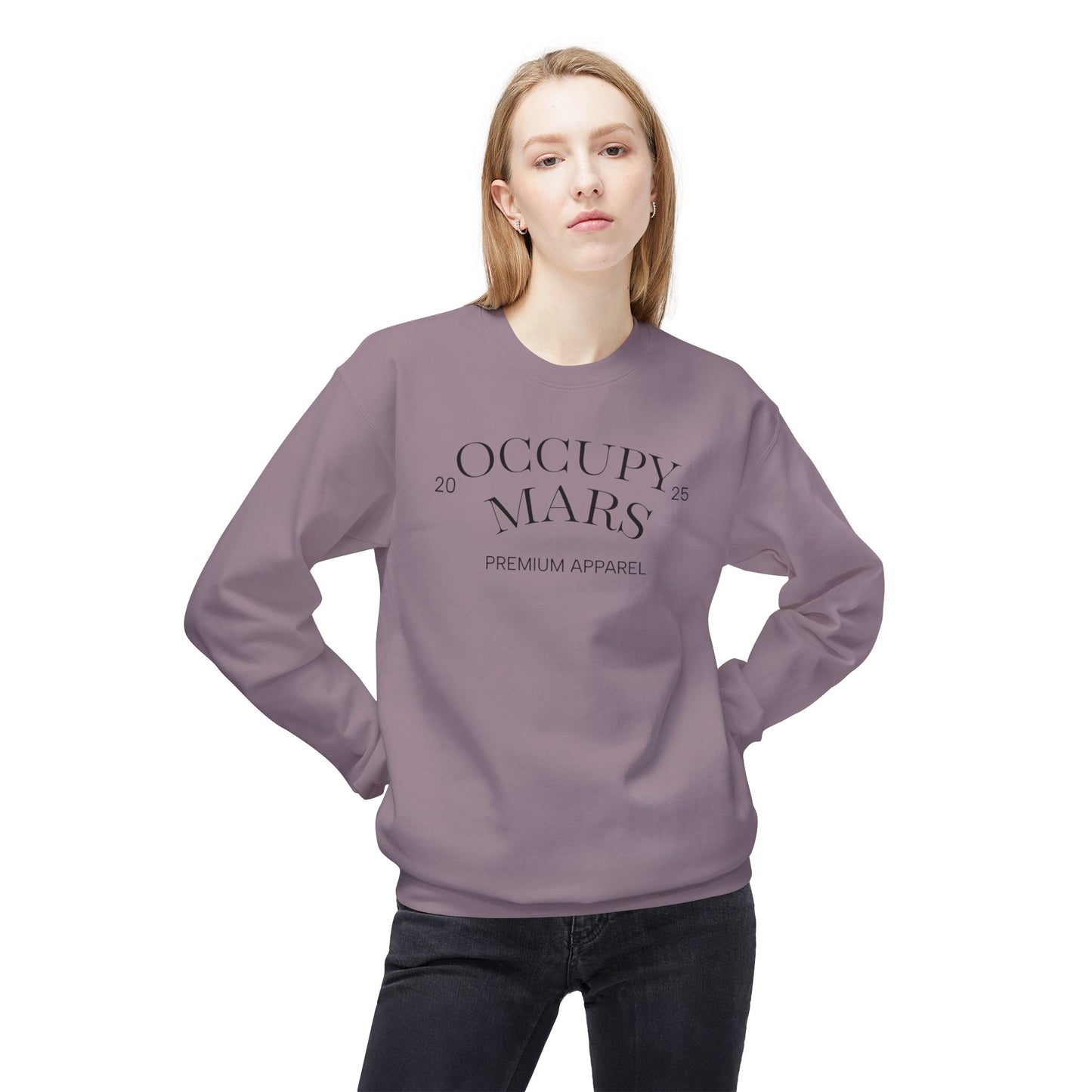 Occupy Mars Crewneck Sweatshirt | Cozy Unisex Fleece, Space-Themed Gift, Astronaut Apparel, Unique Statement Sweatshirt, Trendy Streetwear