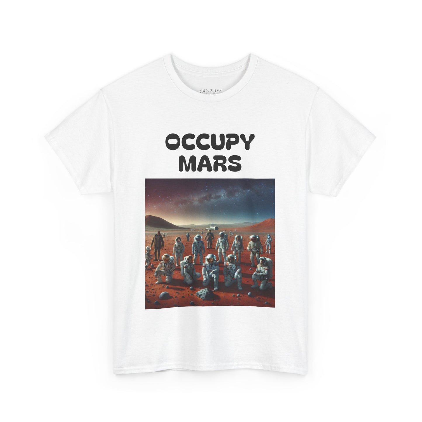 Occupy Mars Unisex Heavy Cotton Tee - Retro Sci-Fi T-Shirt, Space Theme Top, Gift for Astronomers and Space Lovers, Birthday Gift