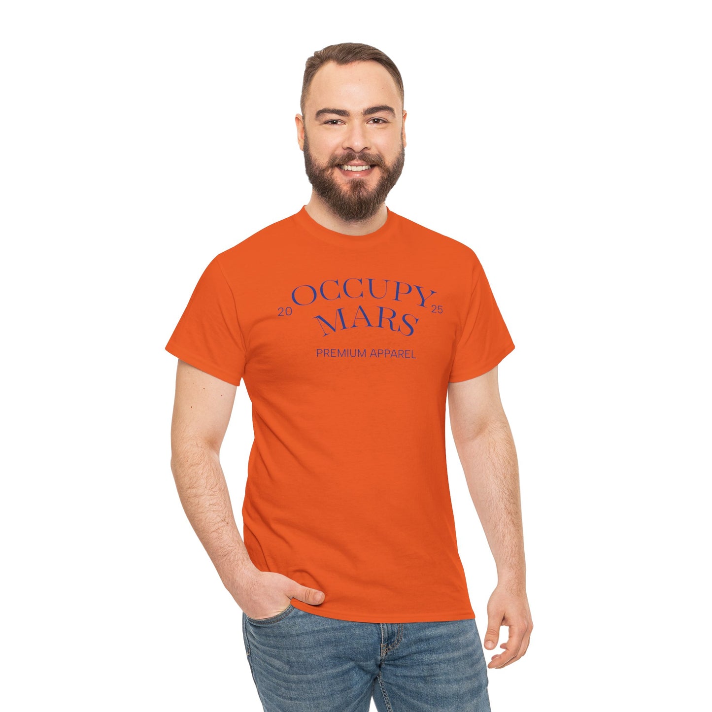 Unisex Occupy Mars Tee, Space Lover Gift, Blue Font, Trendy Cotton T-Shirt, Casual Wear, Unique Graphic Tee