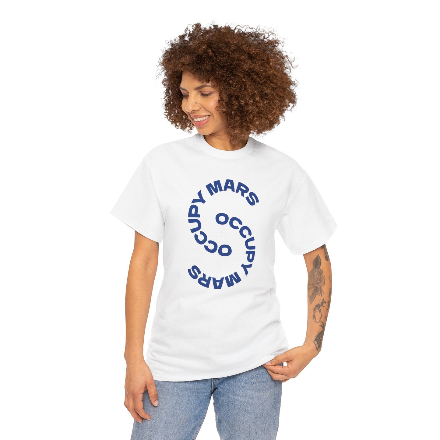 Unisex Heavy Cotton Occupy Mars Tee | Trendy Graphic Tee, Space T-Shirt, Casual Outfit, Gift for Science Lovers, Everyday Wear