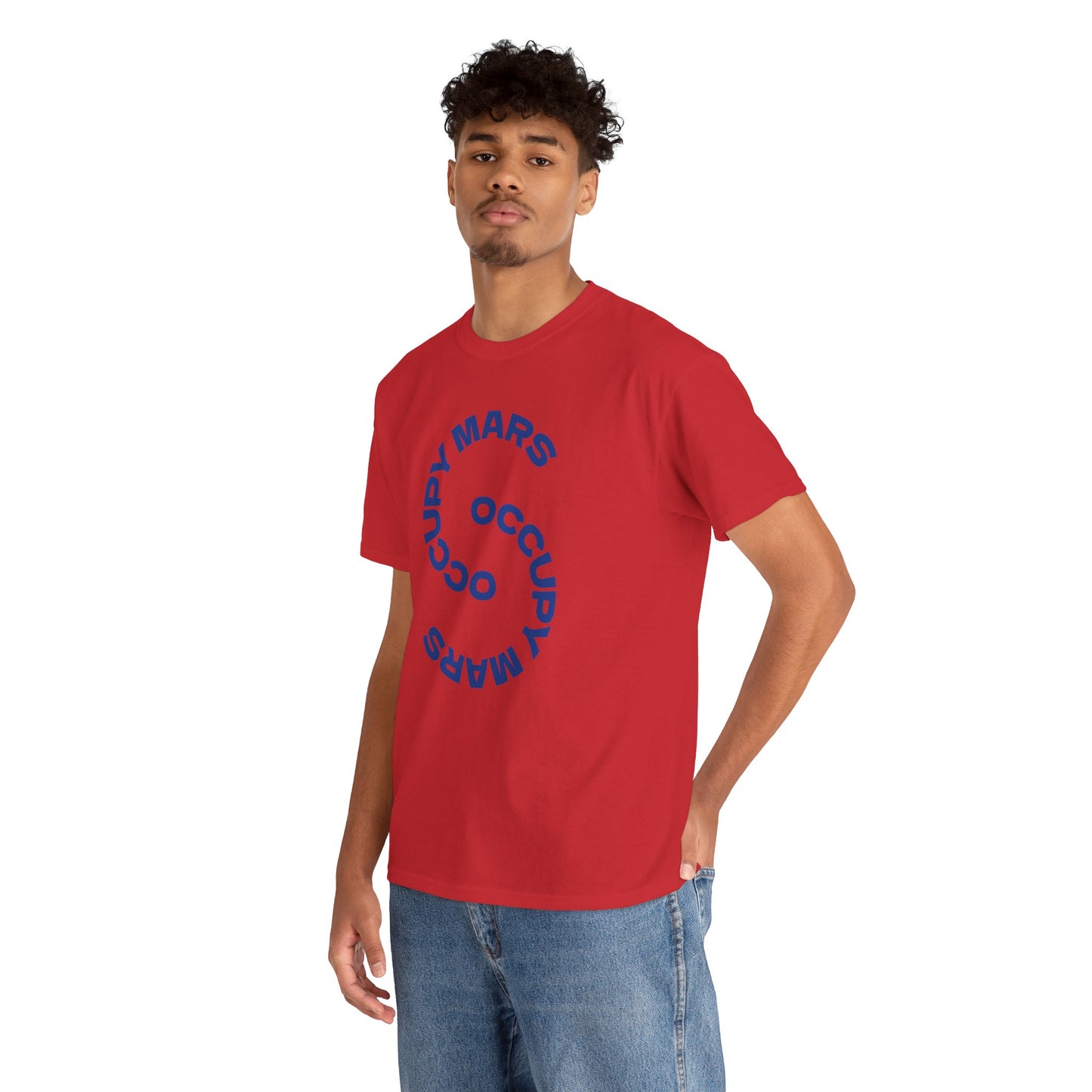 Occupy Mars Unisex Heavy Cotton Tee, Casual Statement Shirt, Gift for Space Lovers, Eco-Friendly Fashion, Fun Tee for Events