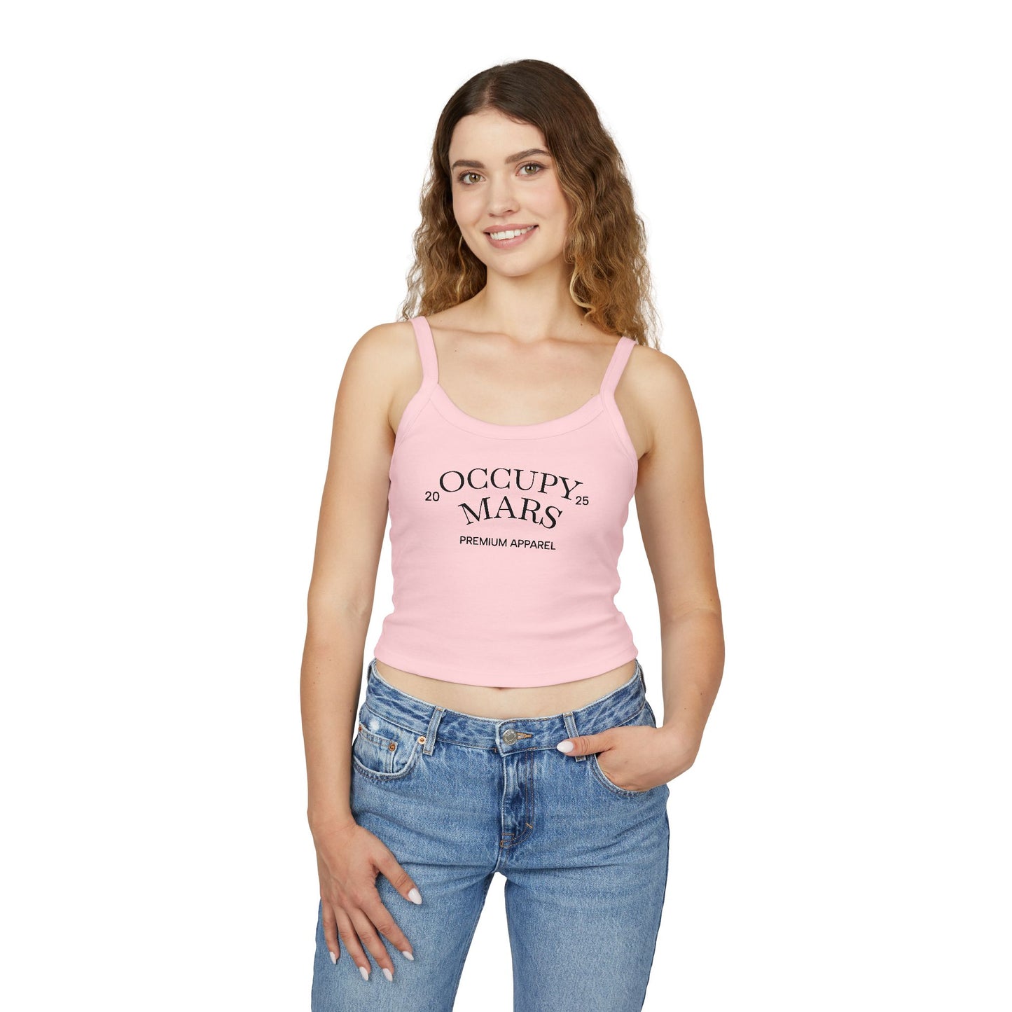Spaghetti Strap Occupy Mars Tank Top, Trendy Crop Top, Summer Fashion, Space Lover Gift, Casual Wear, Festival Outfit