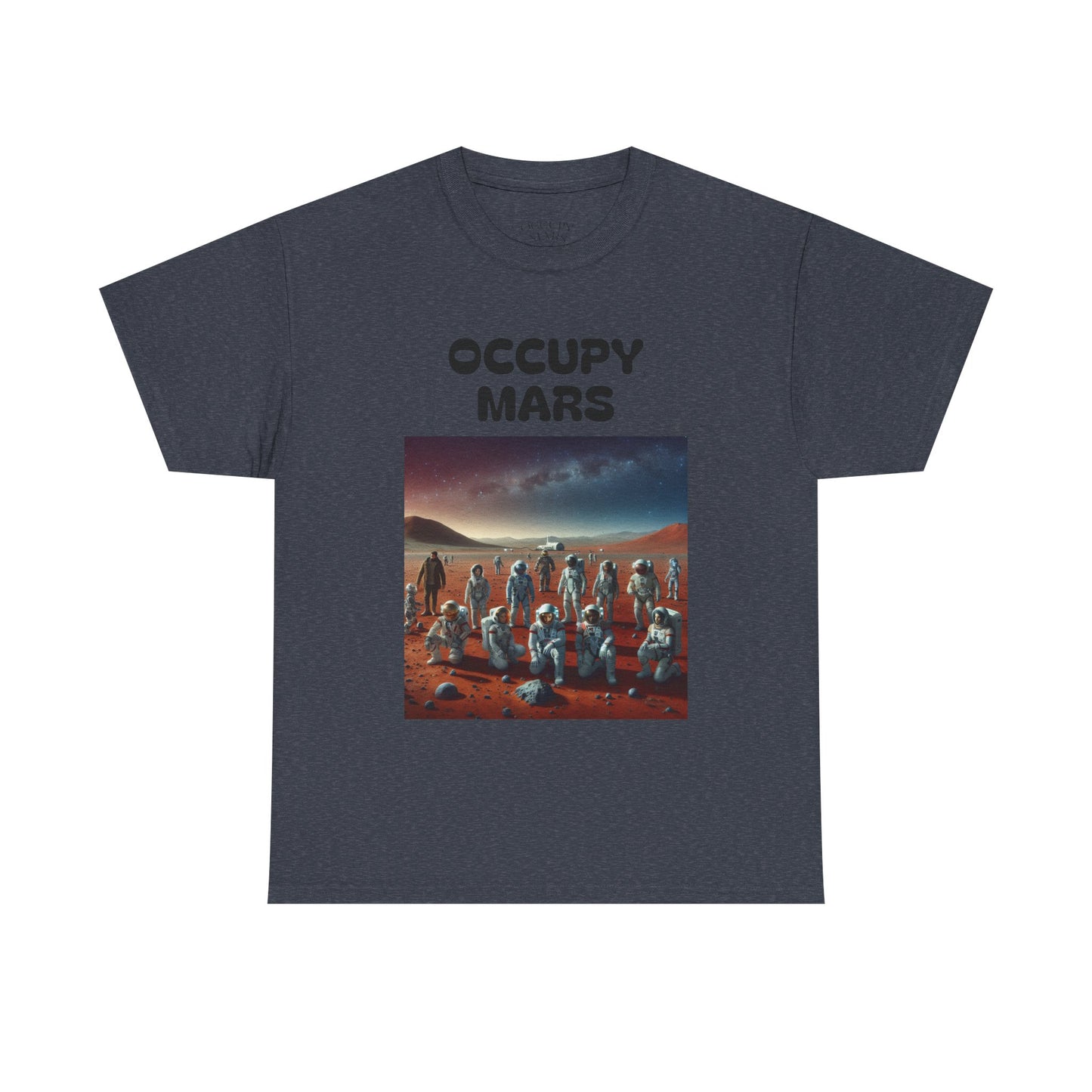 Occupy Mars Unisex Heavy Cotton Tee - Retro Sci-Fi T-Shirt, Space Theme Top, Gift for Astronomers and Space Lovers, Birthday Gift