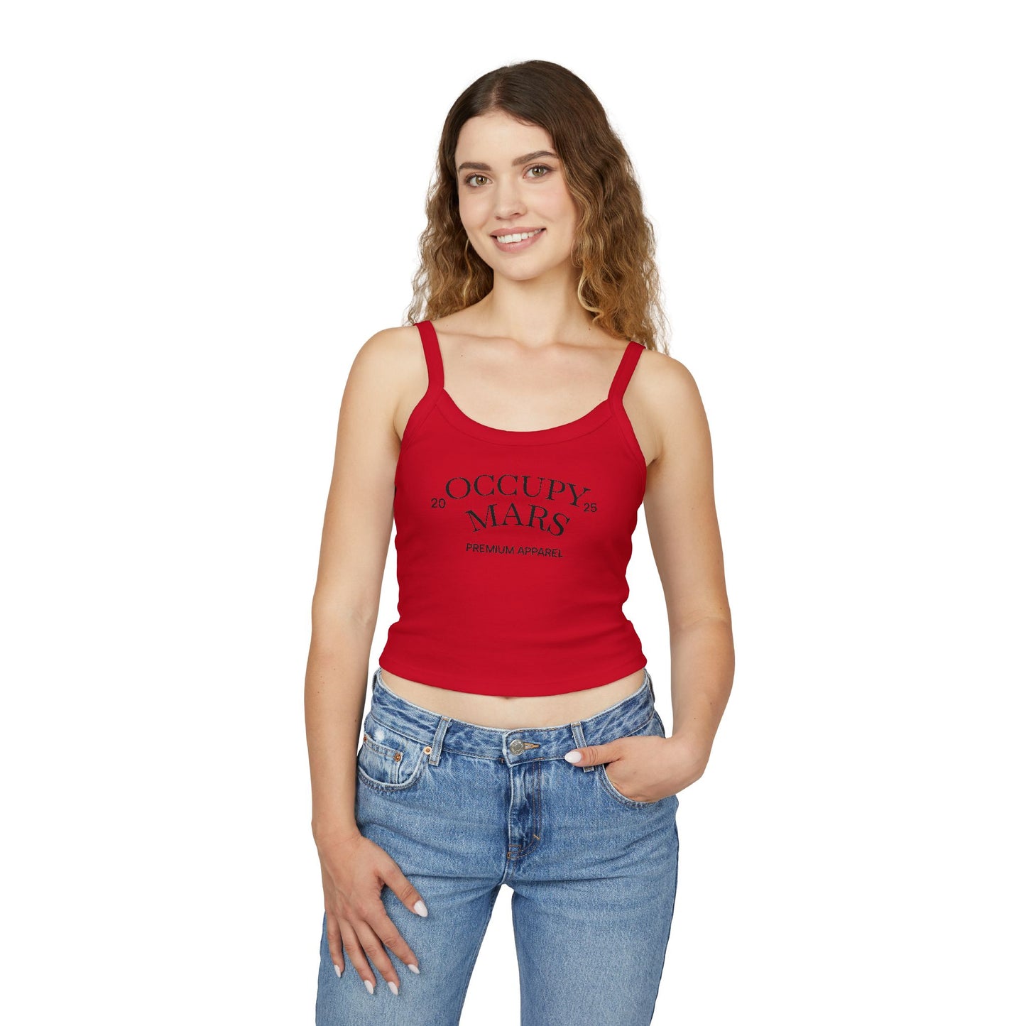 Spaghetti Strap Occupy Mars Tank Top, Trendy Crop Top, Summer Fashion, Space Lover Gift, Casual Wear, Festival Outfit