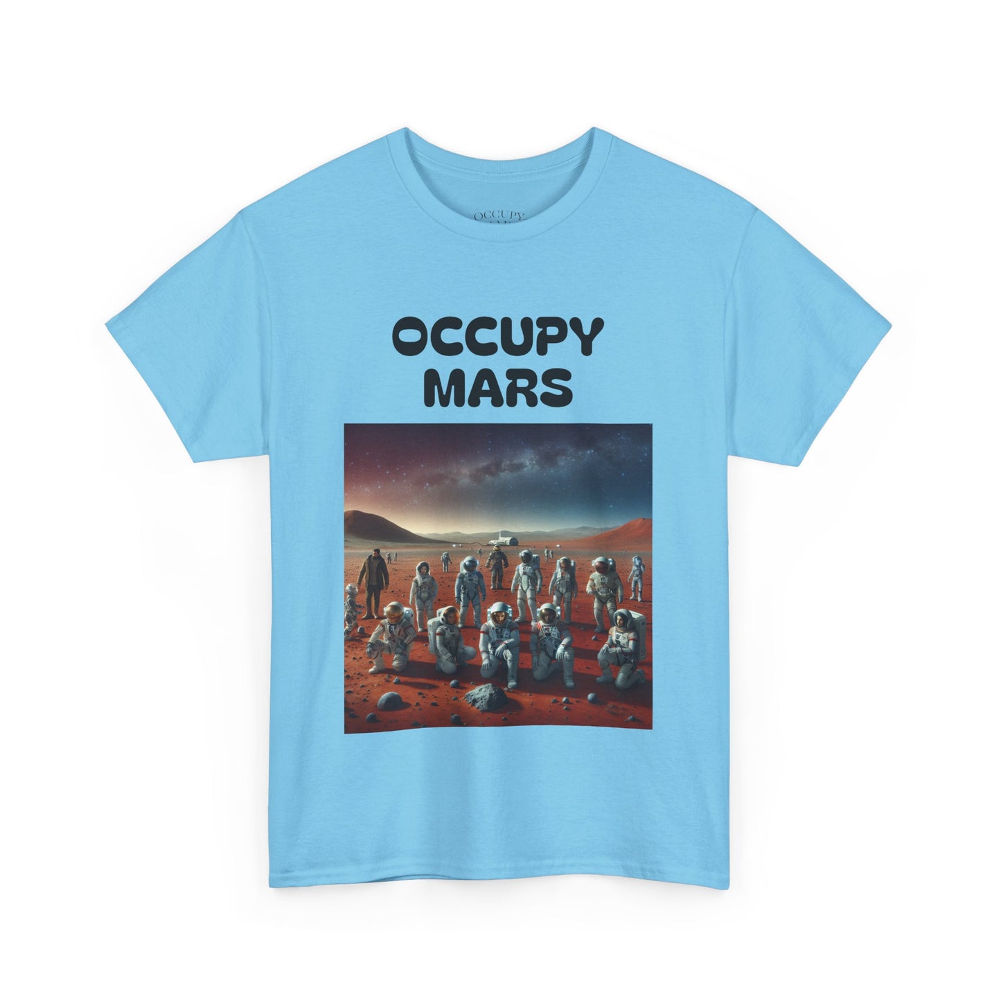 Occupy Mars Unisex Heavy Cotton Tee - Retro Sci-Fi T-Shirt, Space Theme Top, Gift for Astronomers and Space Lovers, Birthday Gift