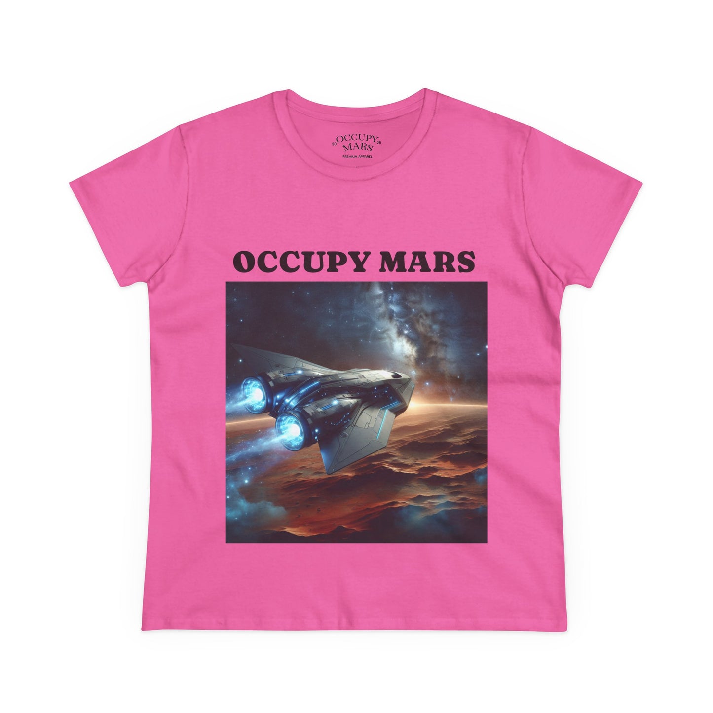 Women's Space-Themed Graphic Occupy Mars Apparel Tee, Casual Shirt, Gift for Space Lovers, Sci-Fi Fashion,