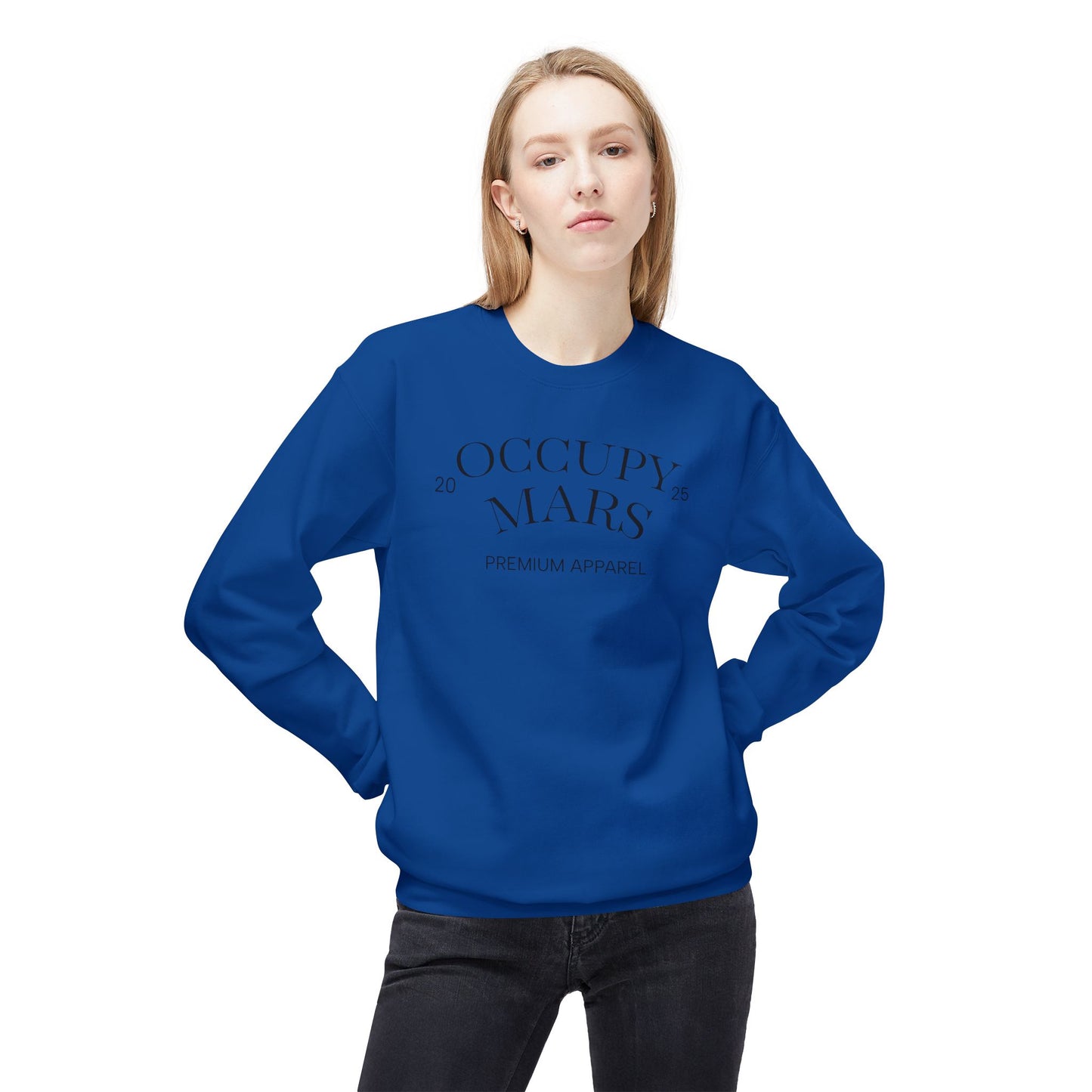 Occupy Mars Crewneck Sweatshirt | Cozy Unisex Fleece, Space-Themed Gift, Astronaut Apparel, Unique Statement Sweatshirt, Trendy Streetwear
