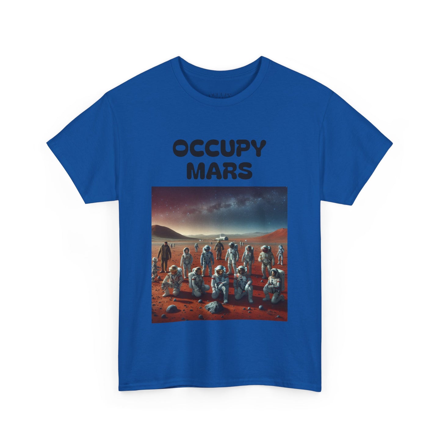 Occupy Mars Unisex Heavy Cotton Tee - Retro Sci-Fi T-Shirt, Space Theme Top, Gift for Astronomers and Space Lovers, Birthday Gift