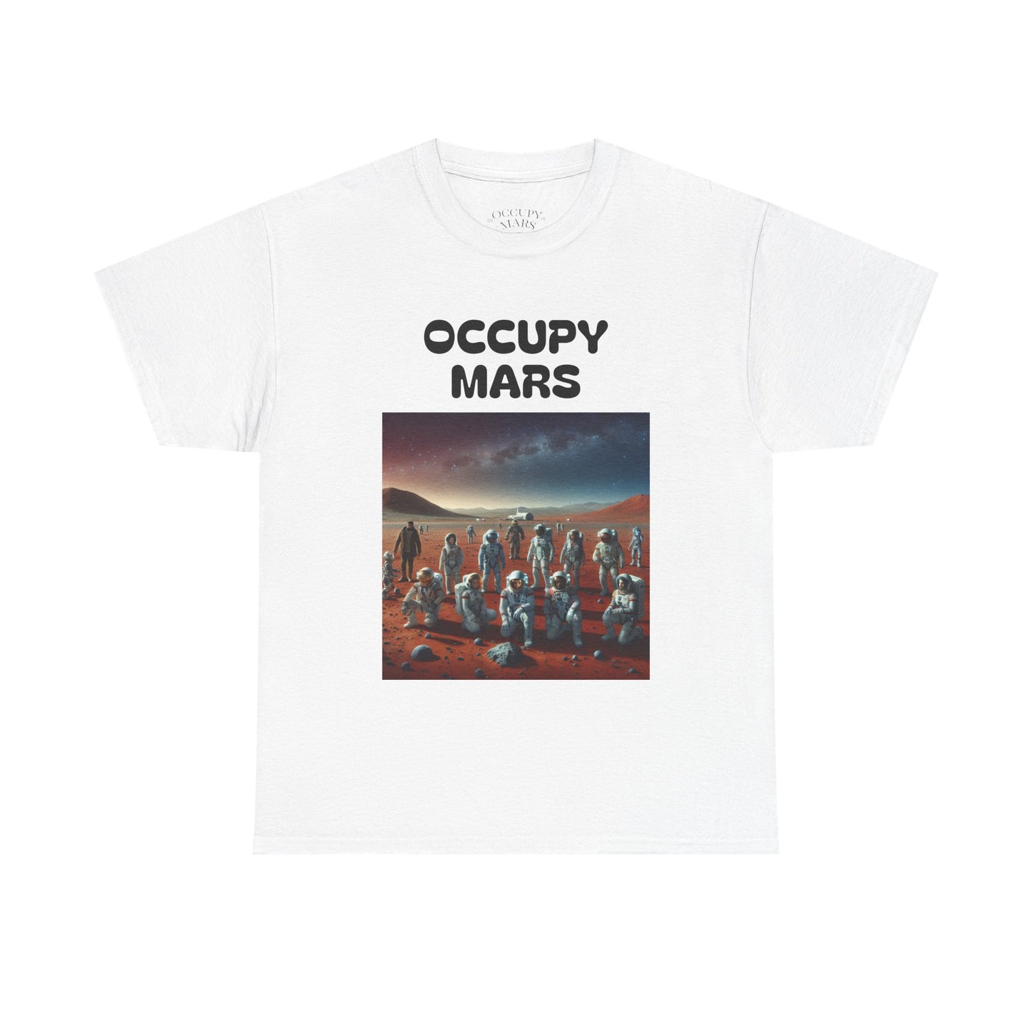 Occupy Mars Unisex Heavy Cotton Tee - Retro Sci-Fi T-Shirt, Space Theme Top, Gift for Astronomers and Space Lovers, Birthday Gift