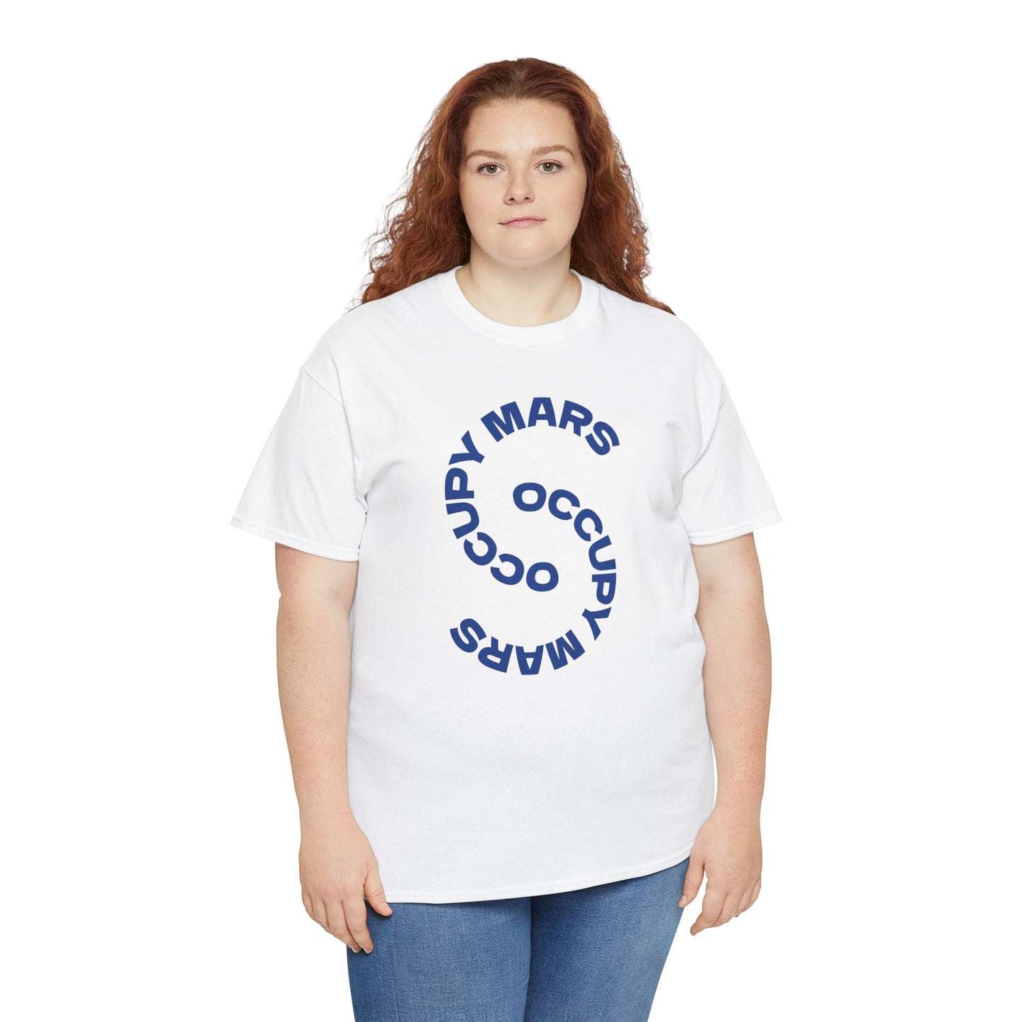 Unisex Heavy Cotton Occupy Mars Tee | Trendy Graphic Tee, Space T-Shirt, Casual Outfit, Gift for Science Lovers, Everyday Wear