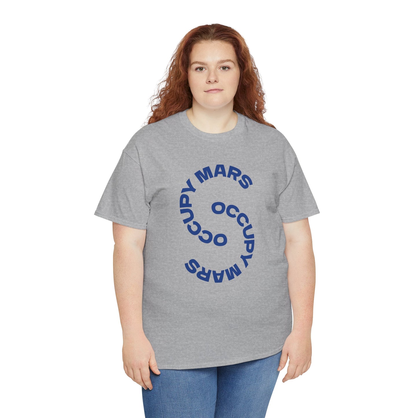 Occupy Mars Unisex Heavy Cotton Tee, Casual Statement Shirt, Gift for Space Lovers, Eco-Friendly Fashion, Fun Tee for Events