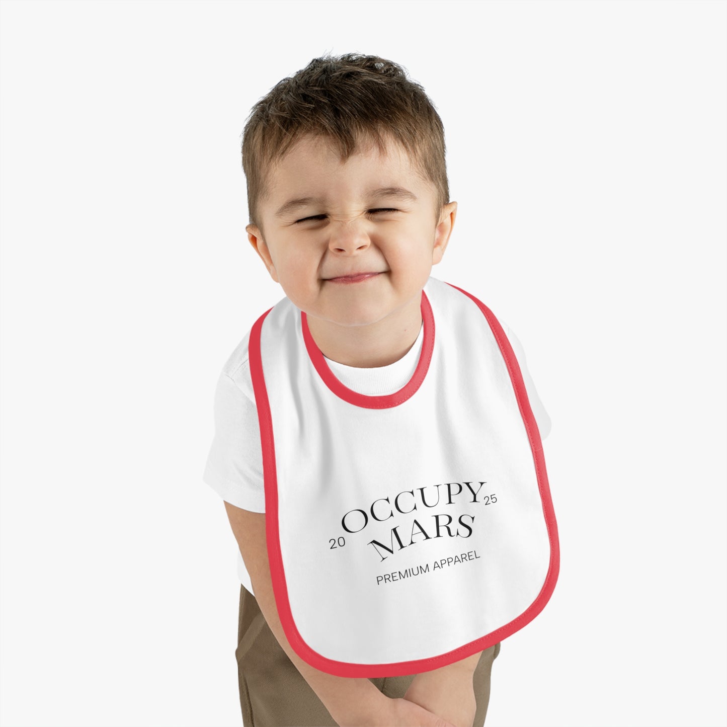 Baby Space-Themed OCCUPY MARS Apparel Bib, Cute Bib for Infants, Gift for New Parents, Unique Baby Shower Gift, Stylish Feeding Bib