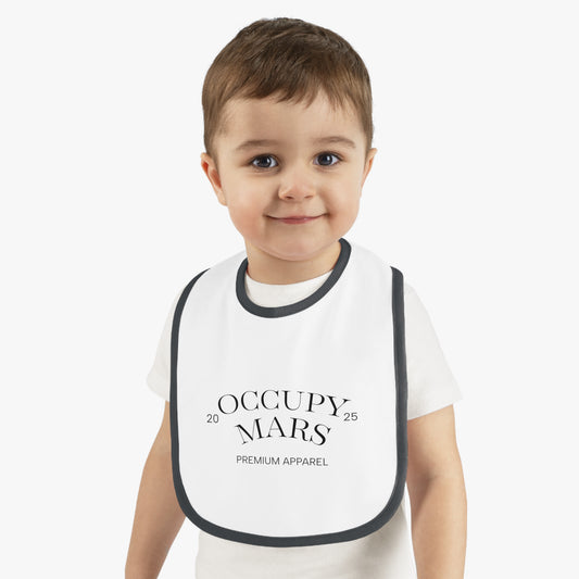 Baby Space-Themed OCCUPY MARS Apparel Bib, Cute Bib for Infants, Gift for New Parents, Unique Baby Shower Gift, Stylish Feeding Bib