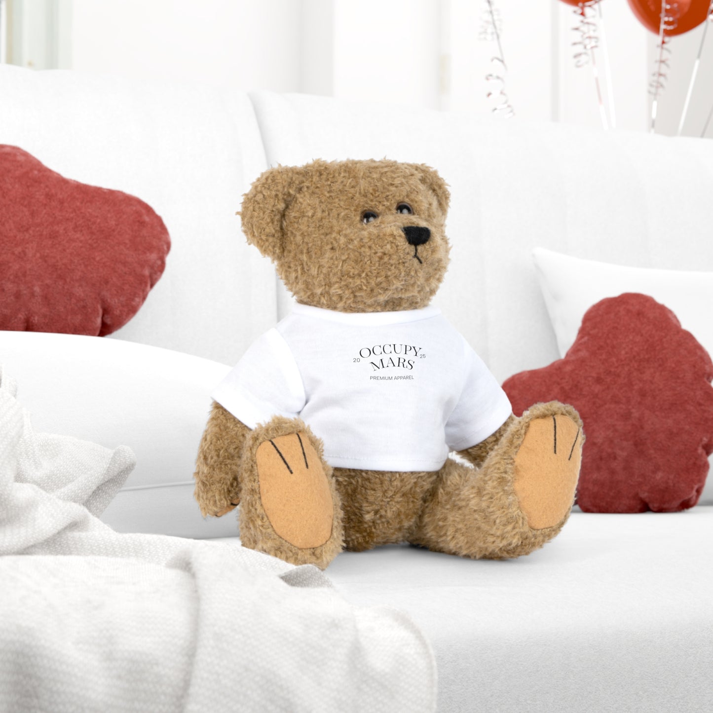 Occupy Mars Plush Toy Bear, Cute Kidney Bear, NASA Gift, Outer Space Stuffed Animal, Kids Room Decor, Collectible Teddy
