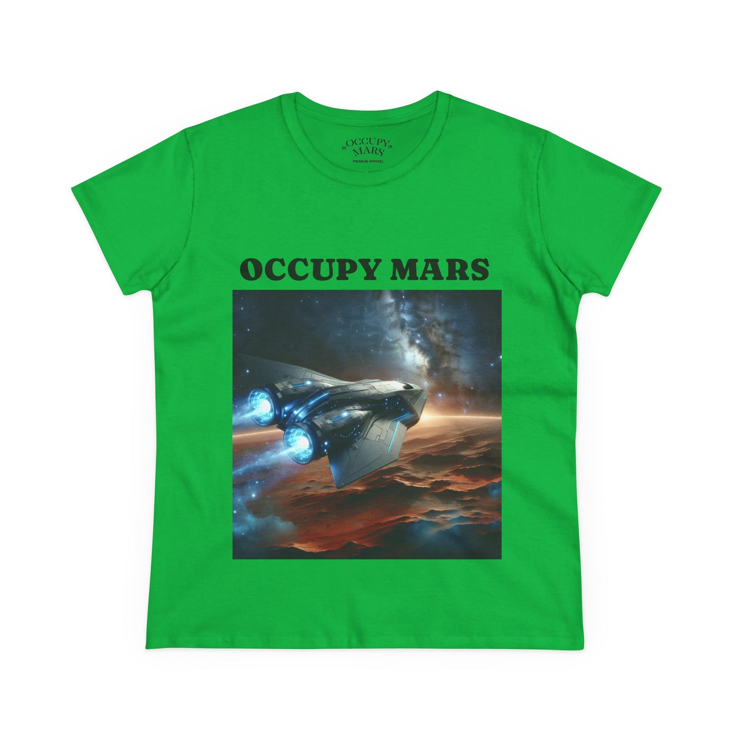 Women's Space-Themed Graphic Occupy Mars Apparel Tee, Casual Shirt, Gift for Space Lovers, Sci-Fi Fashion,