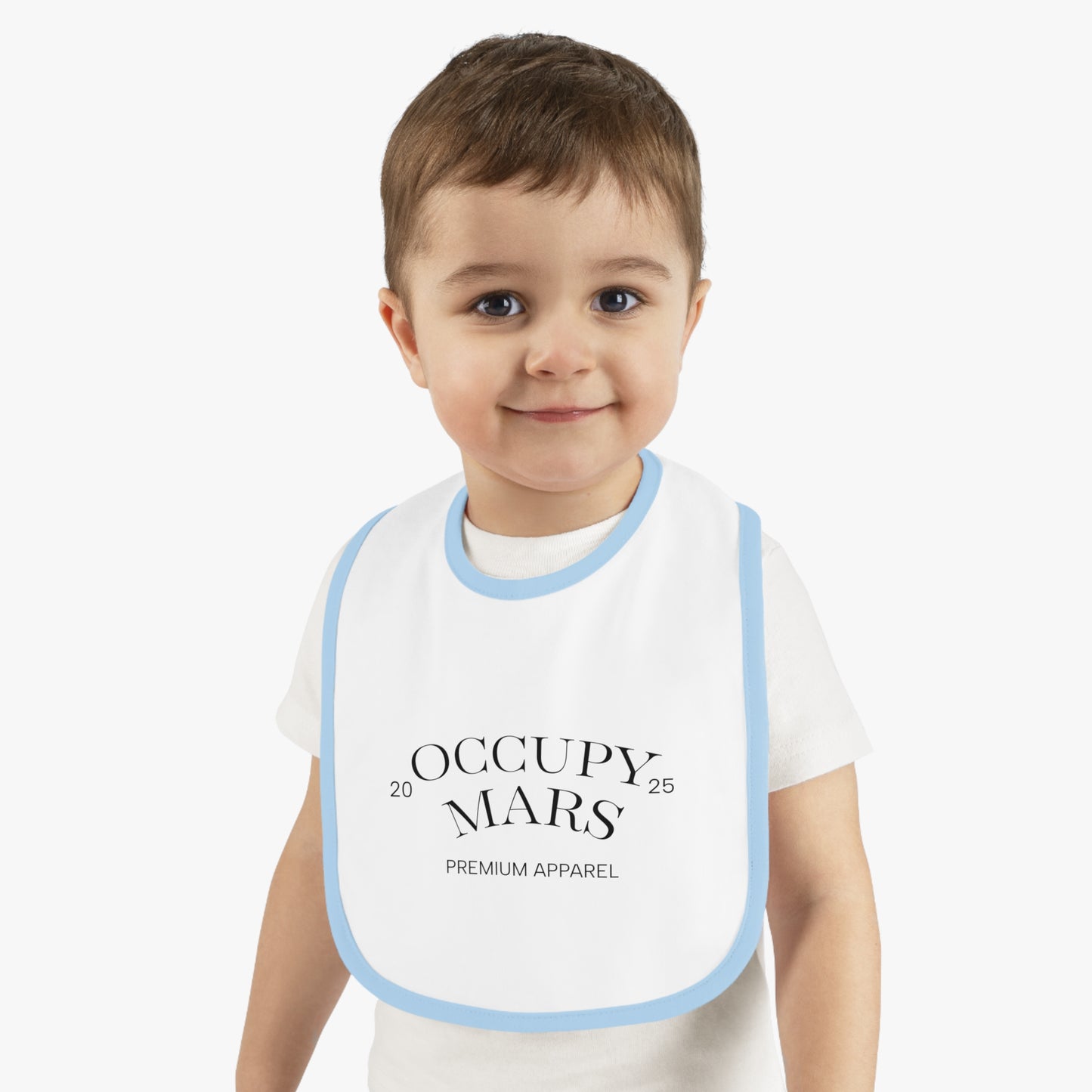 Baby Space-Themed OCCUPY MARS Apparel Bib, Cute Bib for Infants, Gift for New Parents, Unique Baby Shower Gift, Stylish Feeding Bib