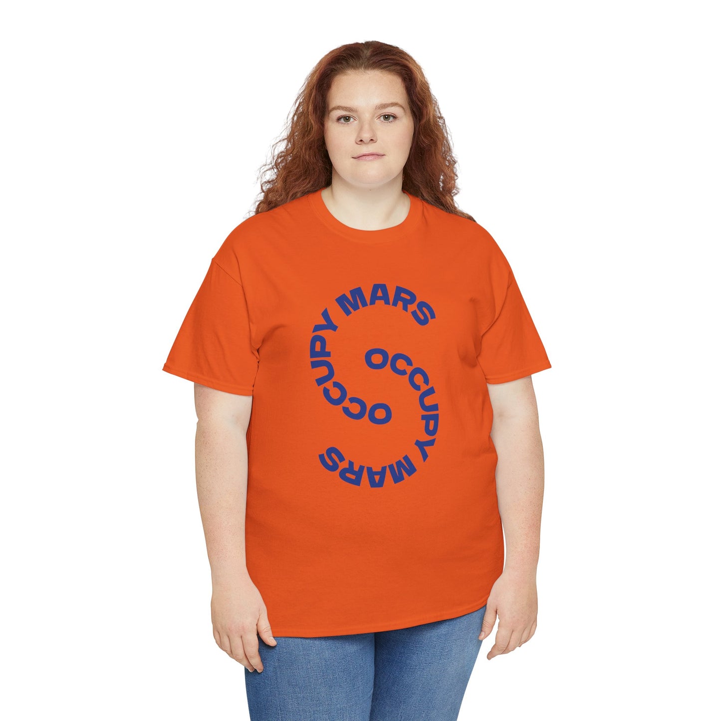 Occupy Mars Unisex Heavy Cotton Tee, Casual Statement Shirt, Gift for Space Lovers, Eco-Friendly Fashion, Fun Tee for Events