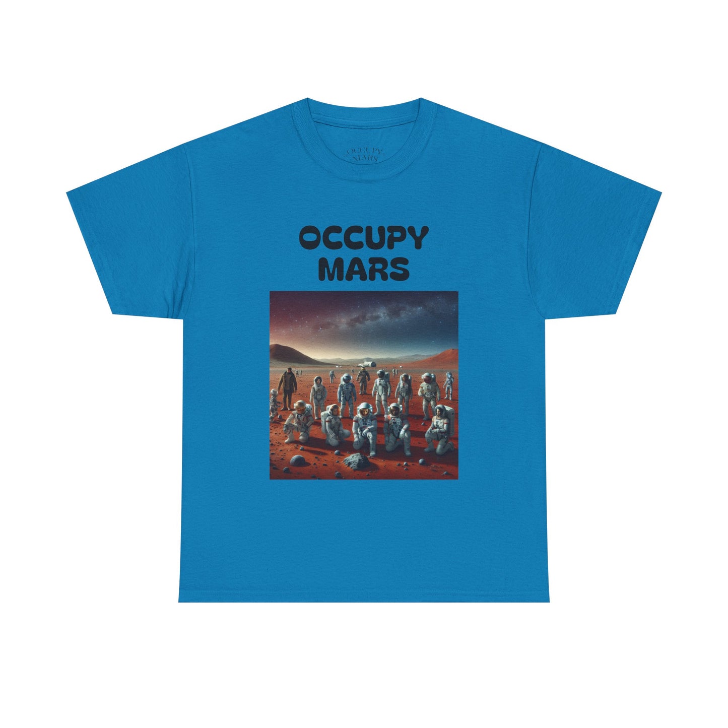 Occupy Mars Unisex Heavy Cotton Tee - Retro Sci-Fi T-Shirt, Space Theme Top, Gift for Astronomers and Space Lovers, Birthday Gift