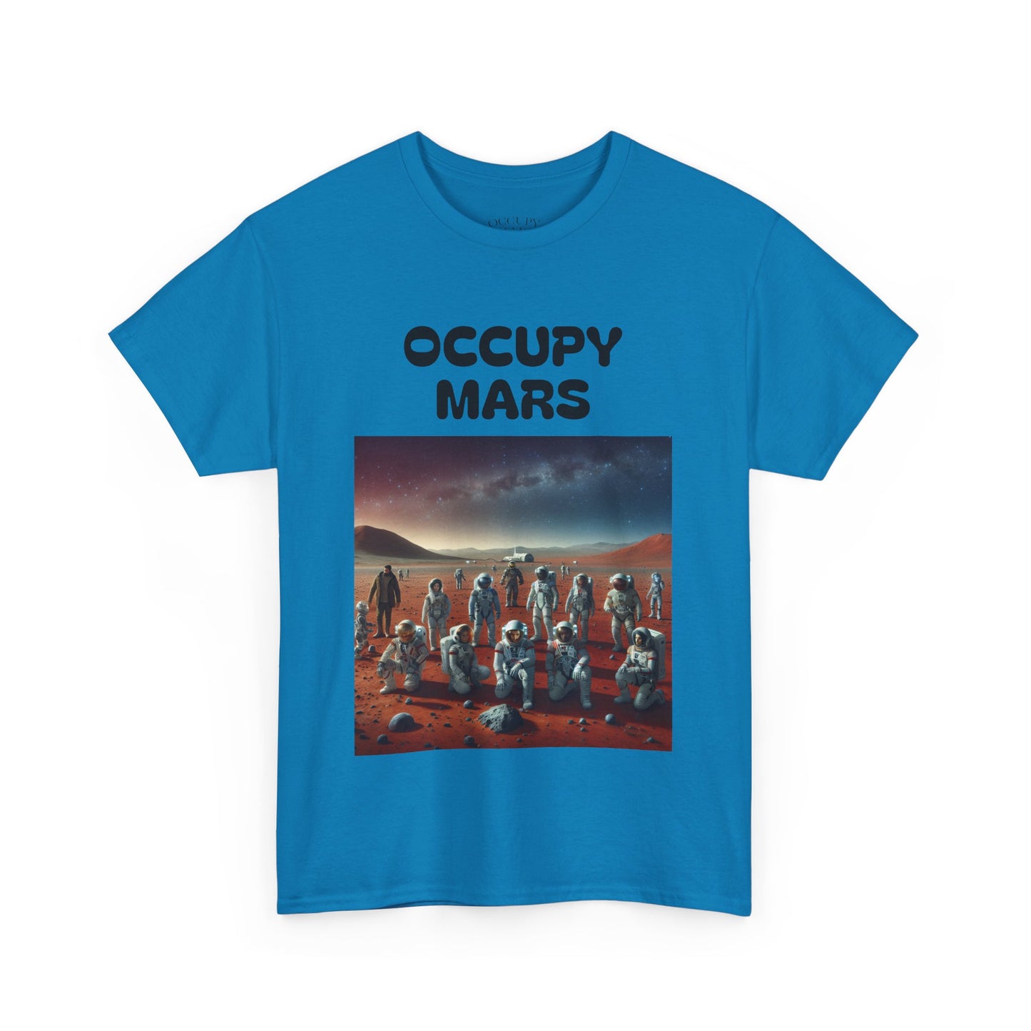 Occupy Mars Unisex Heavy Cotton Tee - Retro Sci-Fi T-Shirt, Space Theme Top, Gift for Astronomers and Space Lovers, Birthday Gift