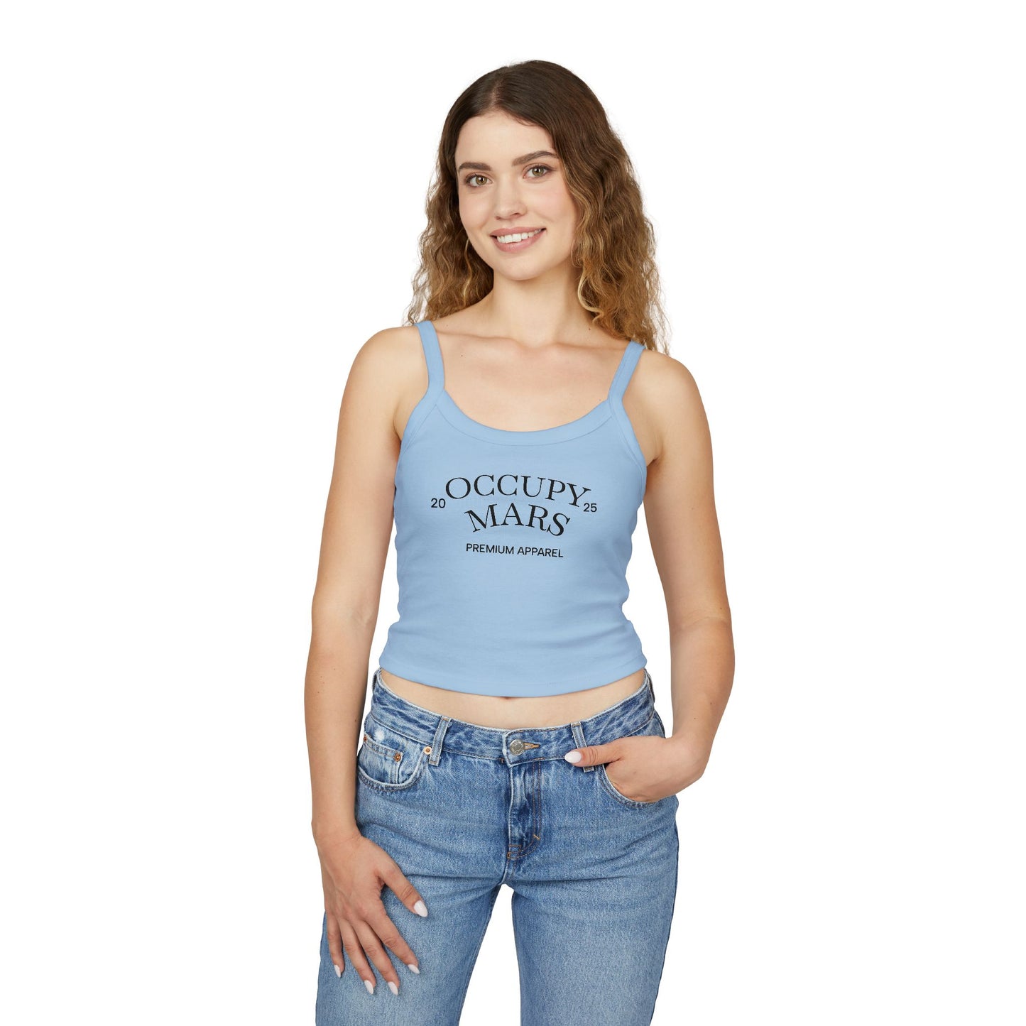 Spaghetti Strap Occupy Mars Tank Top, Trendy Crop Top, Summer Fashion, Space Lover Gift, Casual Wear, Festival Outfit