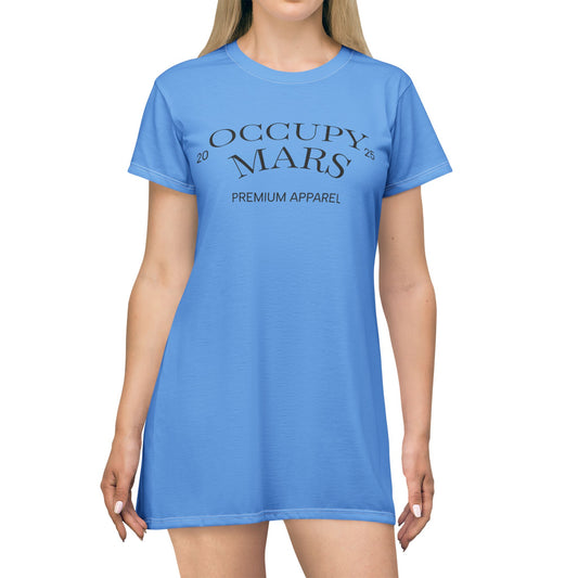 Occupy Mars T-Shirt Dress - Playful Sci-Fi Apparel for Space Enthusiasts, Casual Everyday Wear, Gift for Astronaut Lovers