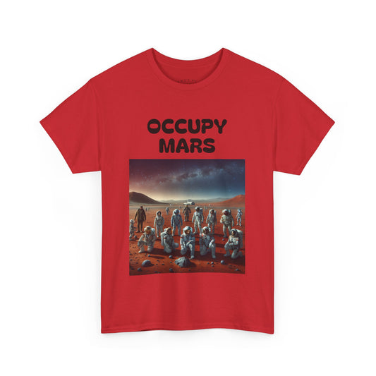 Occupy Mars Unisex Heavy Cotton Tee - Retro Sci-Fi T-Shirt, Space Theme Top, Gift for Astronomers and Space Lovers, Birthday Gift